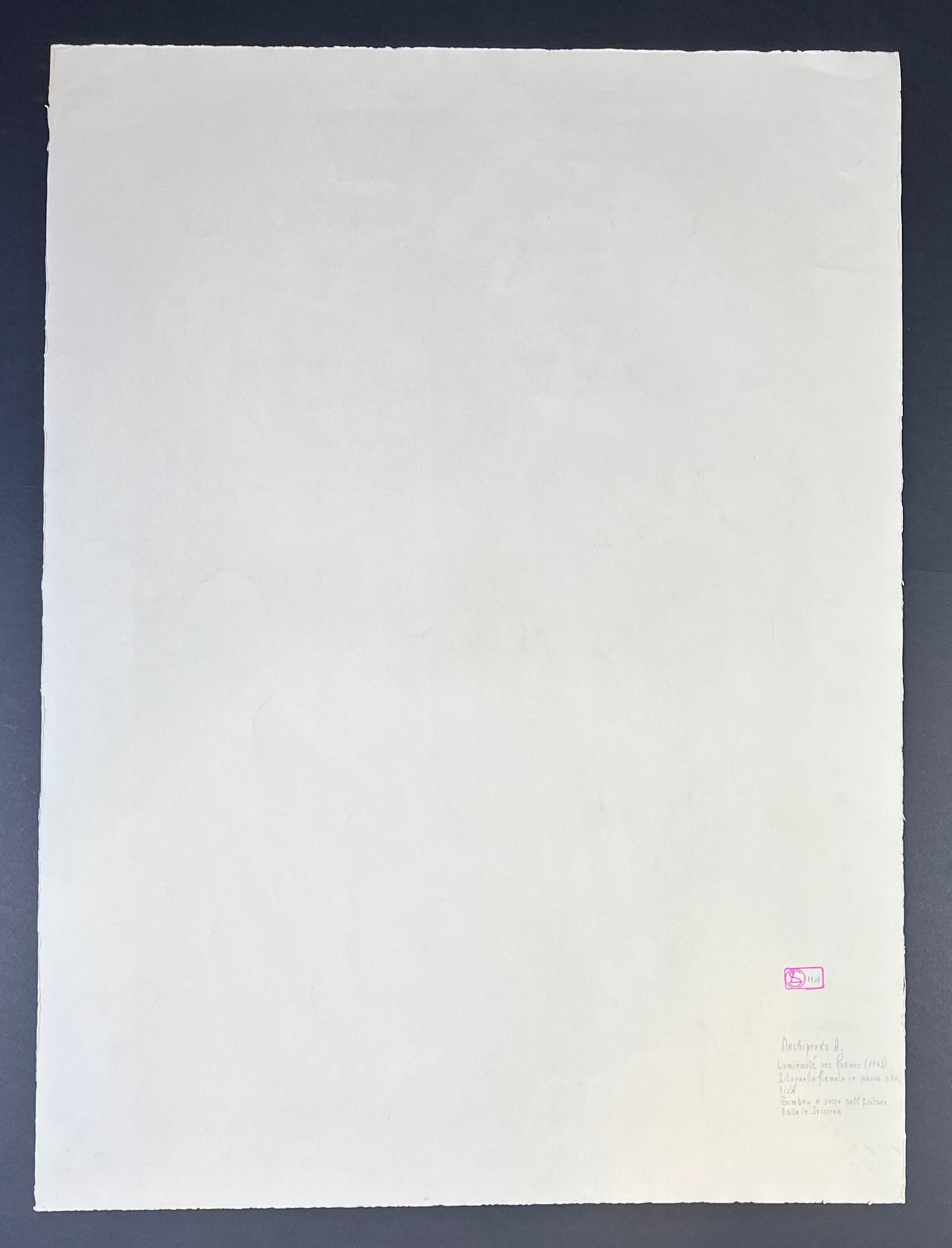 Alexander Archipenko - Les Formes Vivantes - Lithographie auf BFK Rives Papier -1963 im Angebot 10