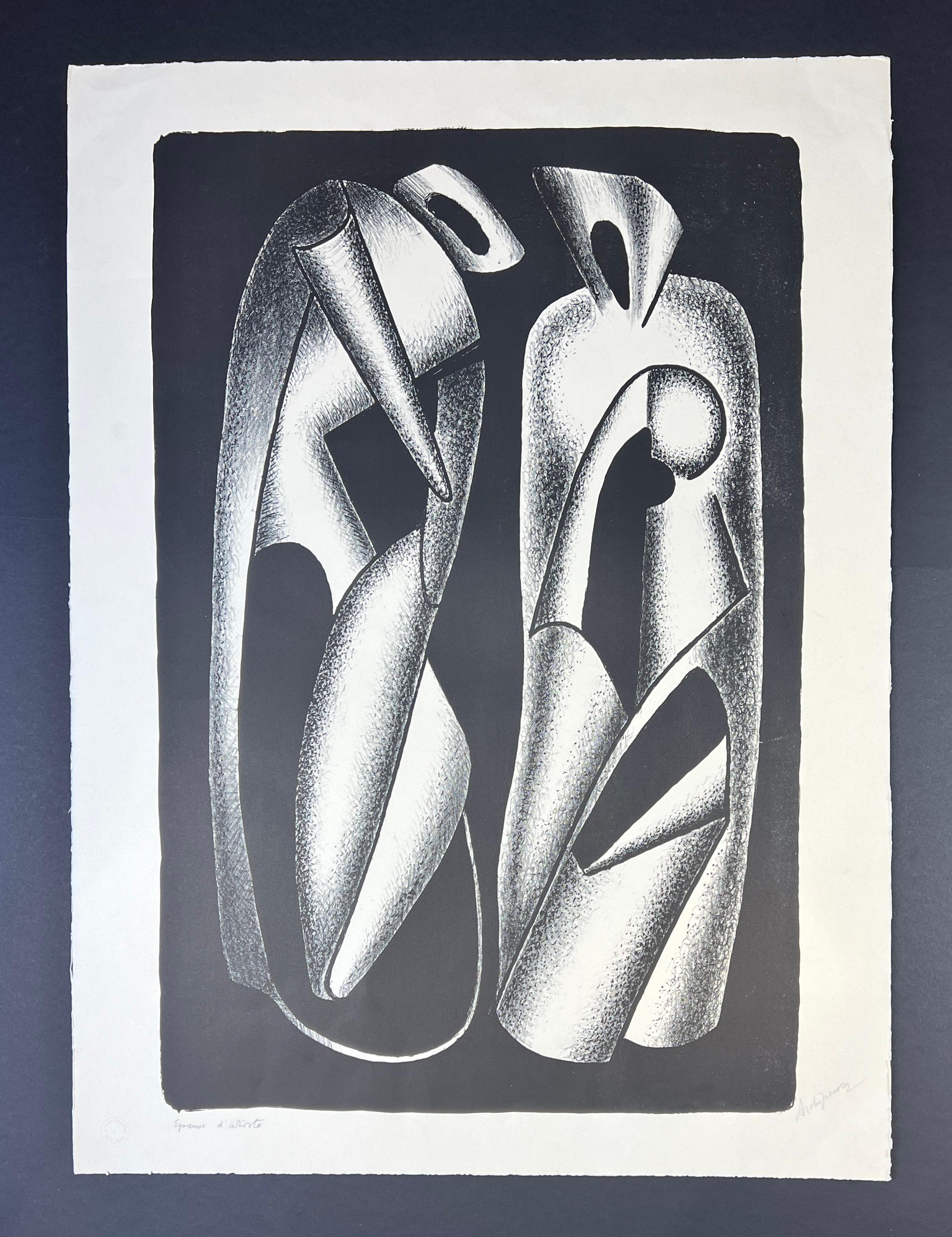 Alexander Archipenko - Les Formes Vivantes - Lithographie auf BFK Rives Papier -1963 im Angebot 1