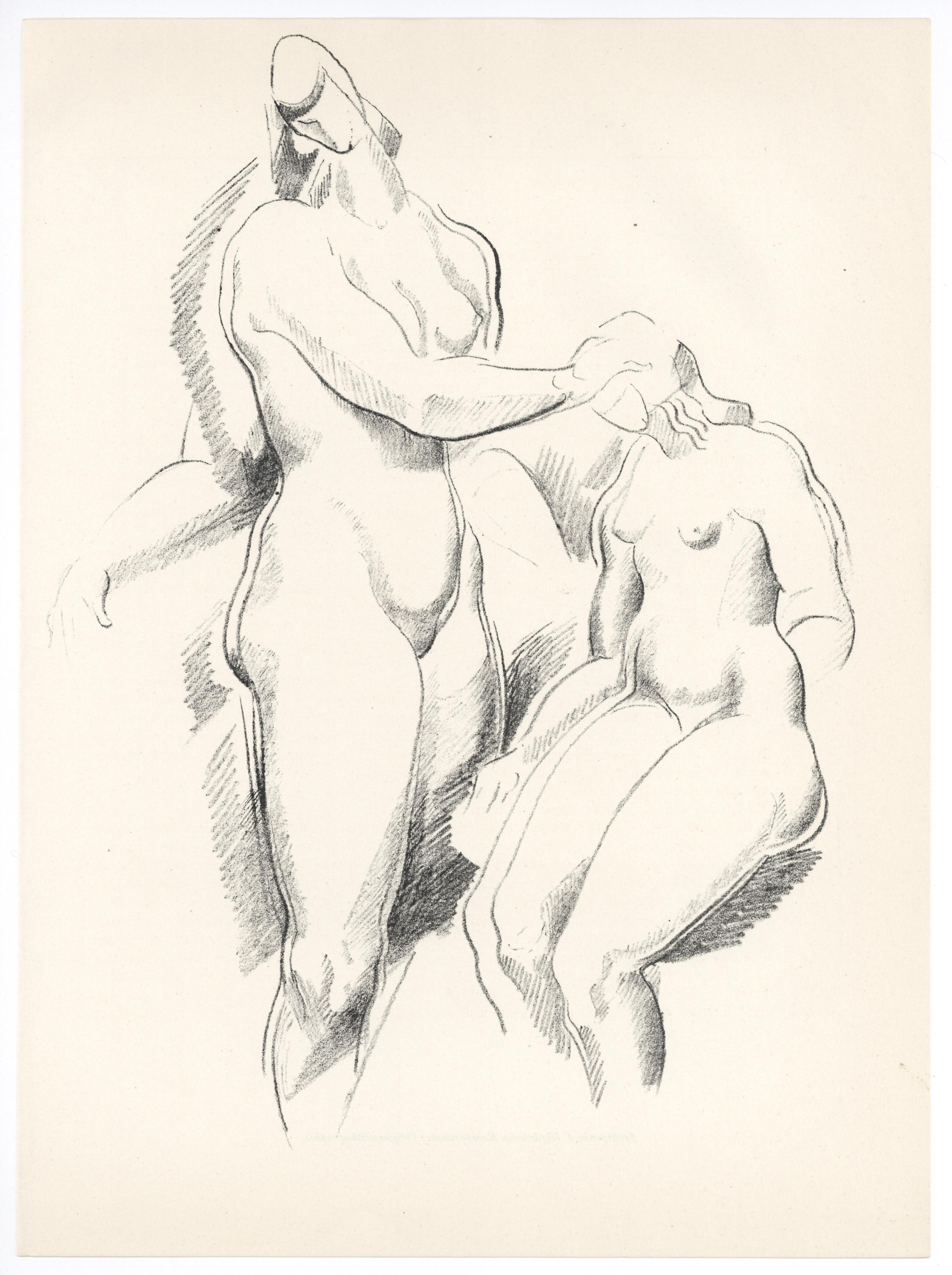 Alexander Archipenko Nude Print - "Figürliche Komposition" original lithograph