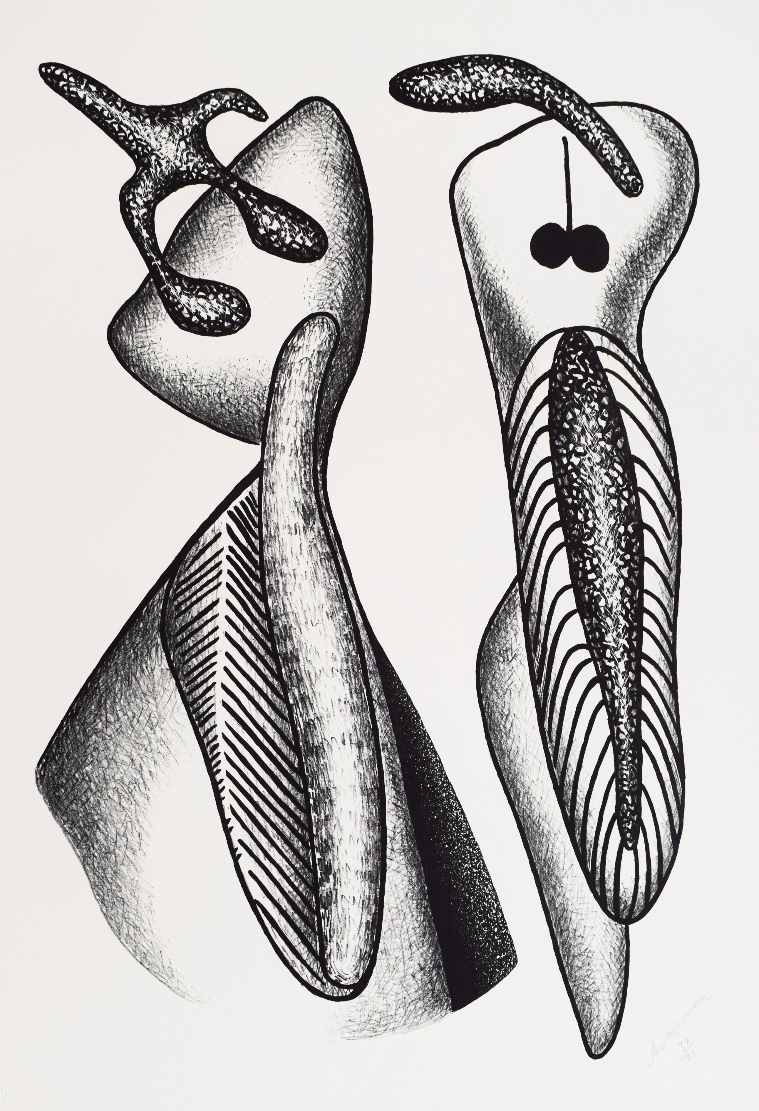 Abstract Print Alexander Archipenko - Les mannequins, extrait de : Formes vivantes - Sculptures abstraites ukrainiennes