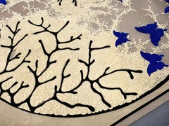 "Blue Butterflies Dance"  3D Sculpted Luxury Wool Rug  100% New Zealand Wool