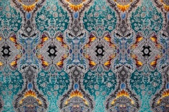 Peacock Silk & Silver Lurex Hand Tufted Rug in Multiple Colors