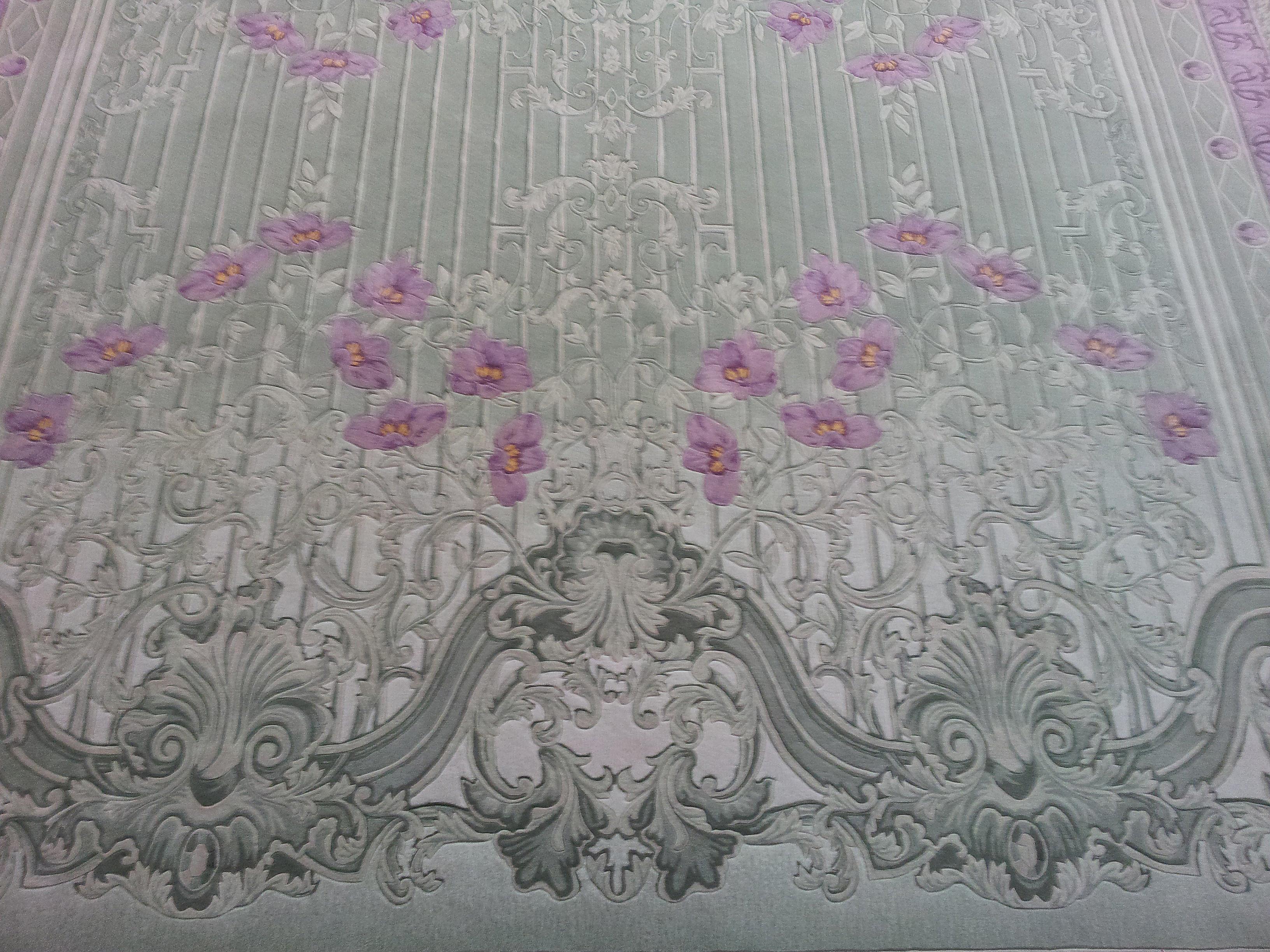 Neoclassical Revival Western European Silk Tufted Rug, Luxury Collection, Limited Edition For Sale