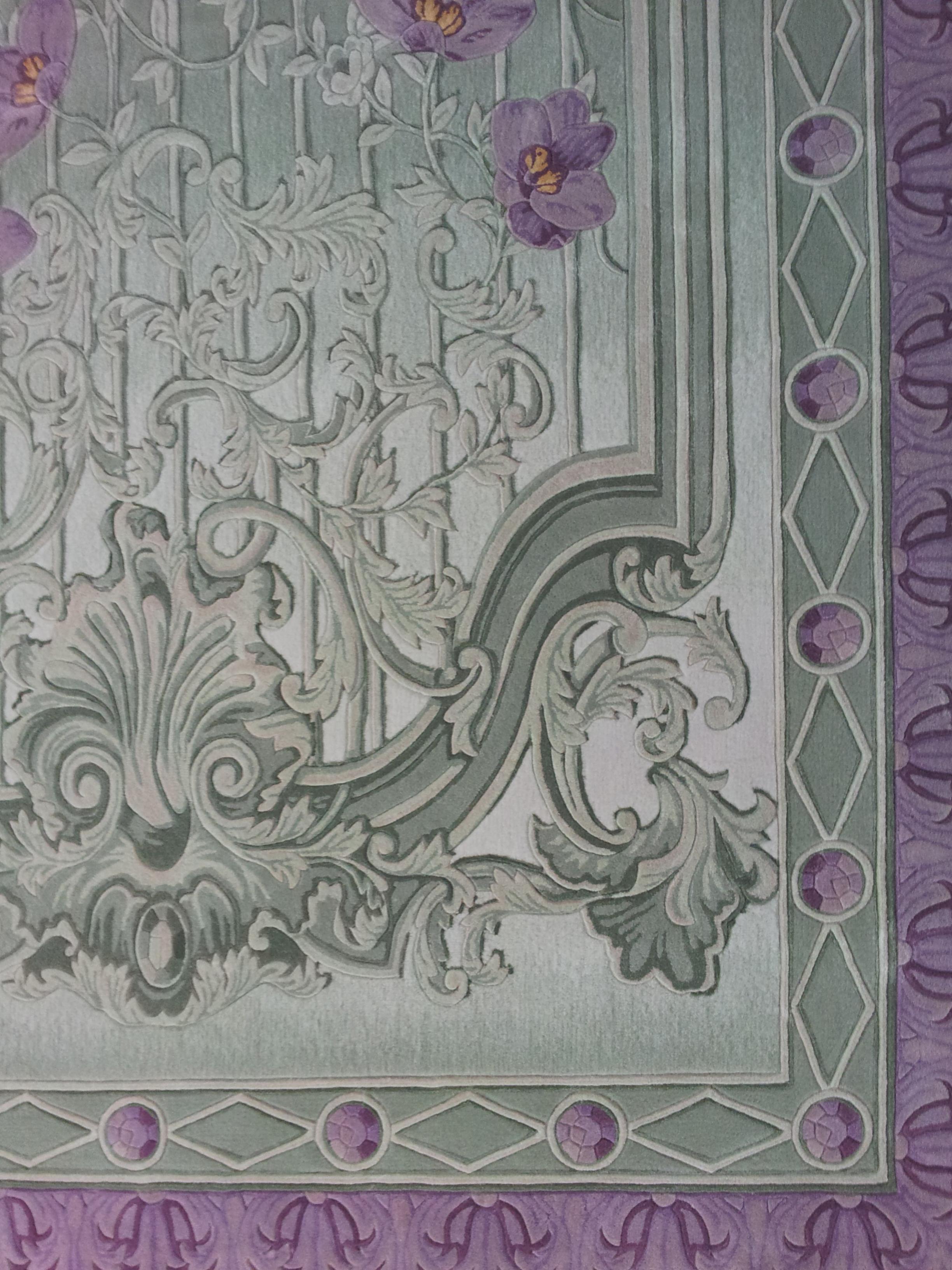 Hand-Carved Western European Silk Tufted Rug, Luxury Collection, Limited Edition For Sale