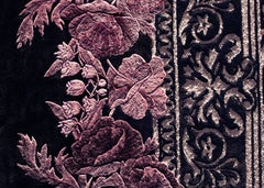 Alexander’s Collection Hand-Tufted Silk Rug, Black & Violet Floral Silver Relief
