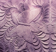 Western European Wool Tufted Rug in Sculptural Effect,  Amethyst Butterflies