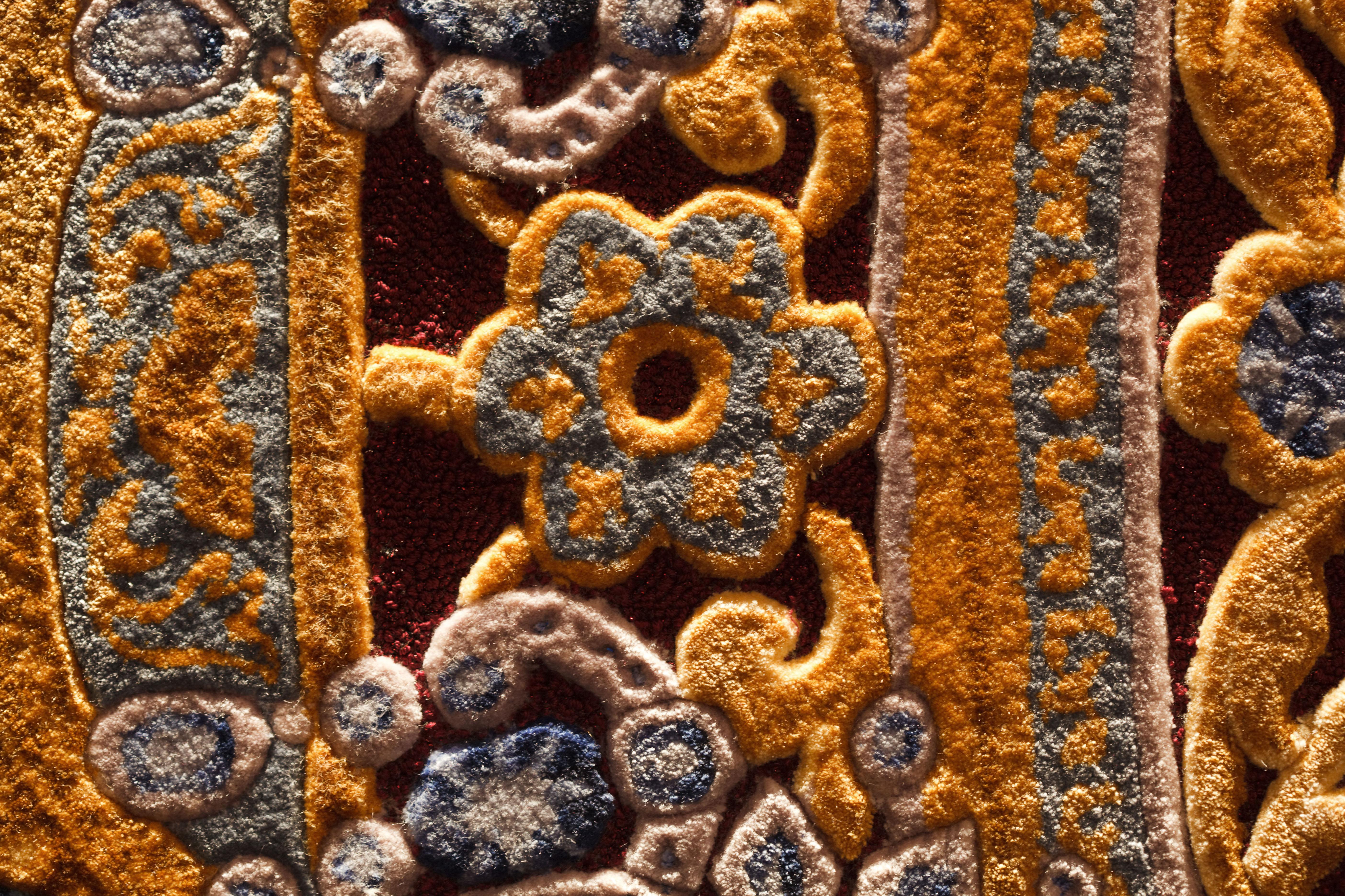 Hand-Carved Western European Wool Tufted Rug, Luxury Collection, Limited Edition For Sale