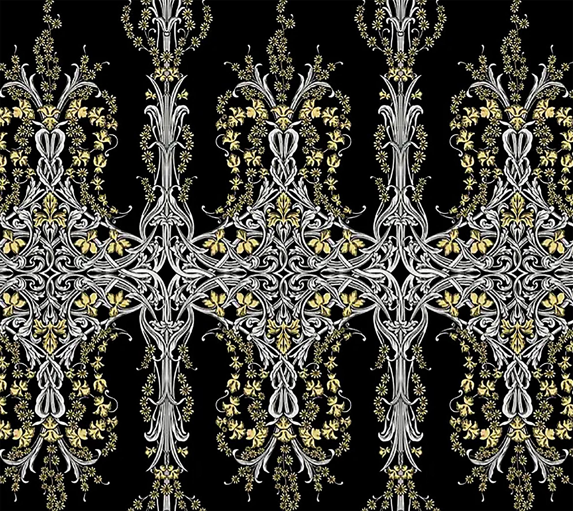 Chinese Western European Silk Tufted Area Rug, Black and Ornamental, Custom Order For Sale