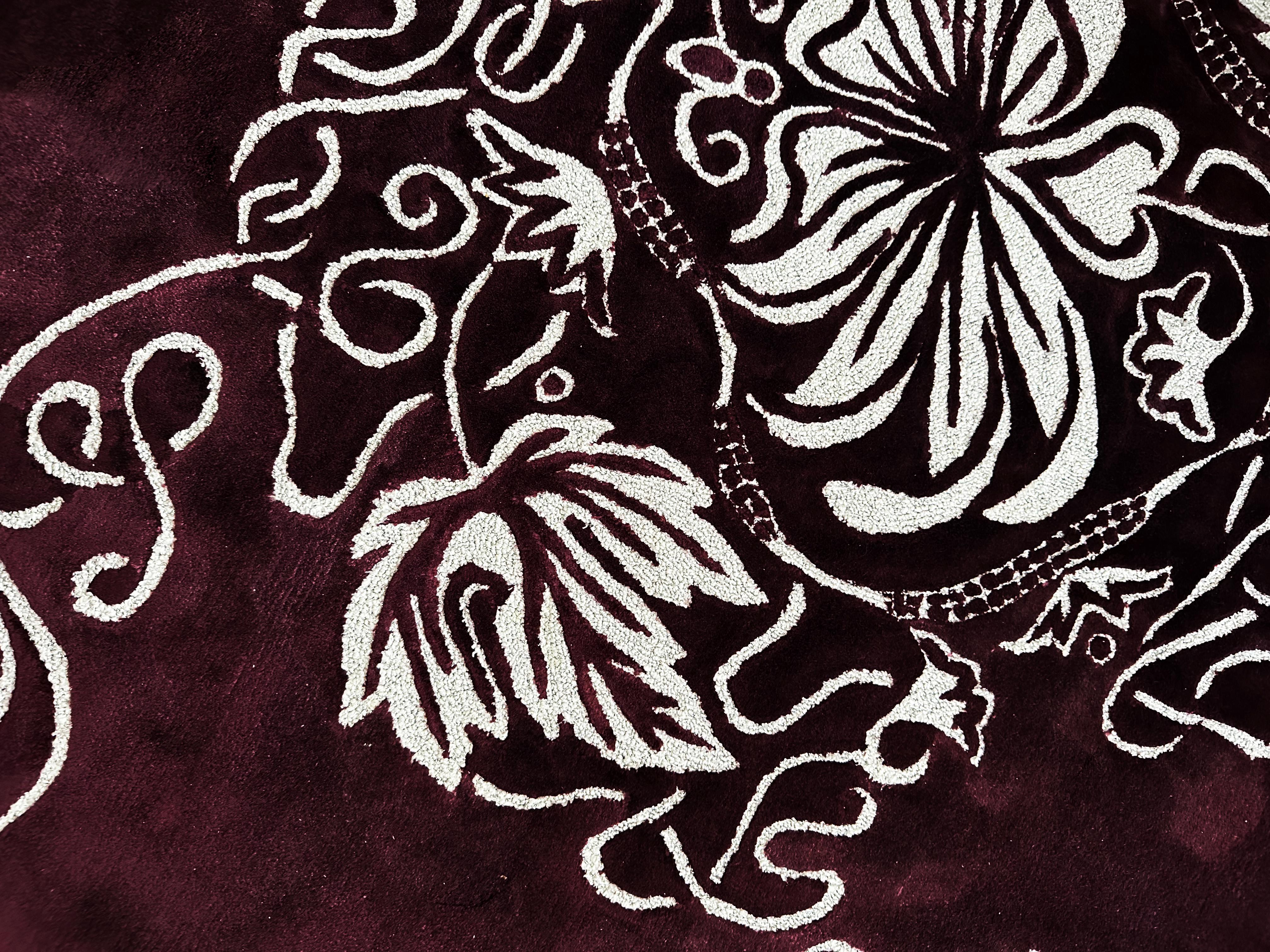 Chinese Western European Contemporary Rug New Tufted Silk Luxury Collection, Flowers For Sale