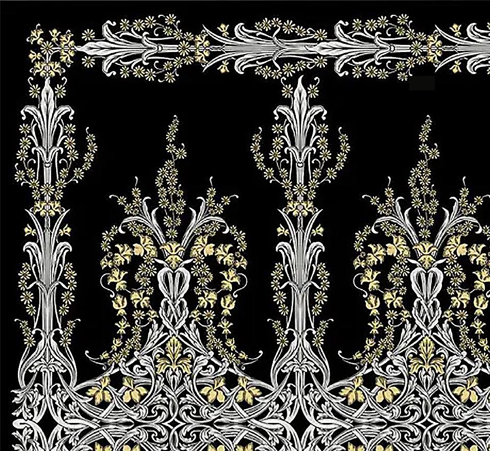 Western European Silk Tufted Area Rug, Black and Ornamental, Custom Order In New Condition For Sale In Hong Kong, HK