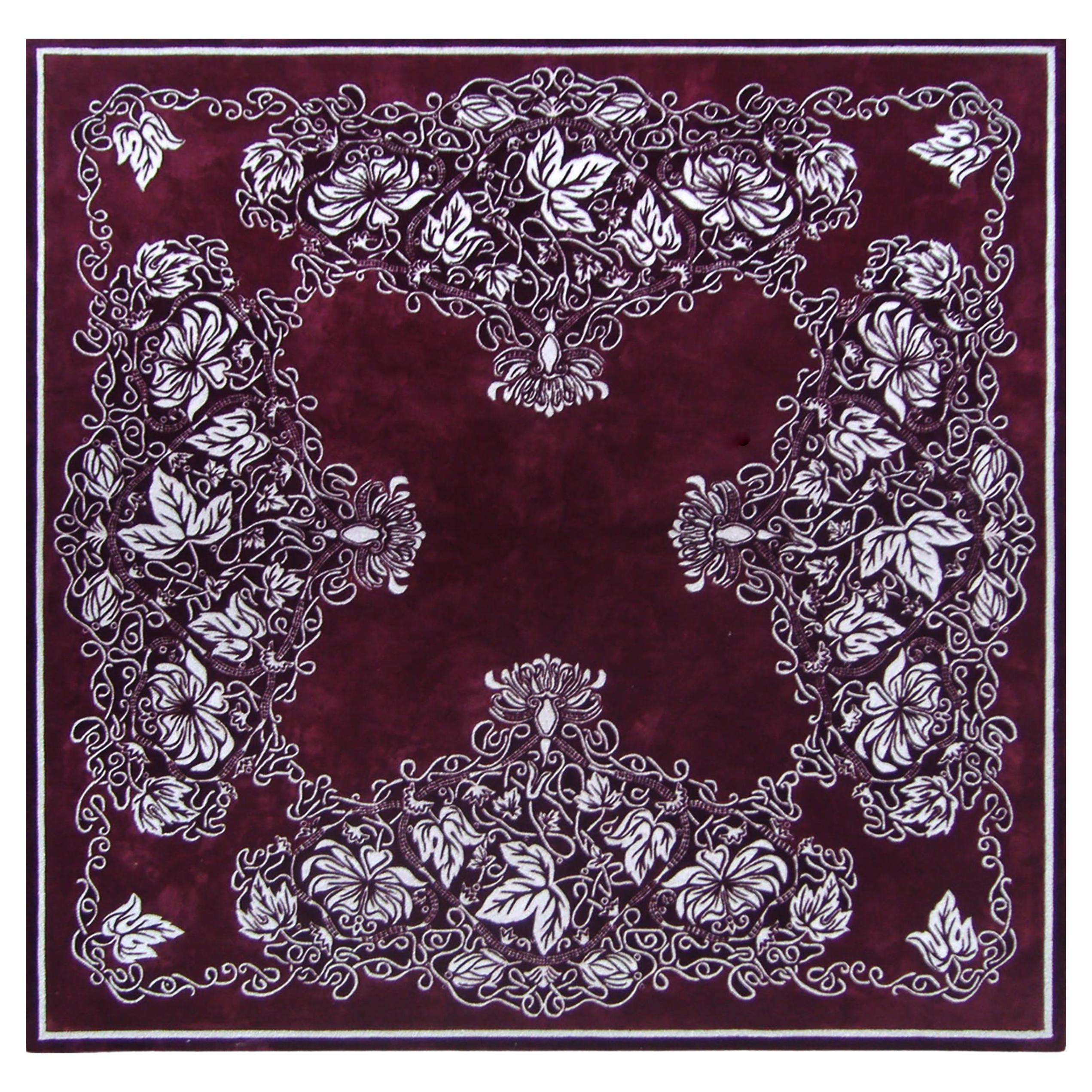 Western European Contemporary Rug New Tufted Silk Luxury Collection, Flowers