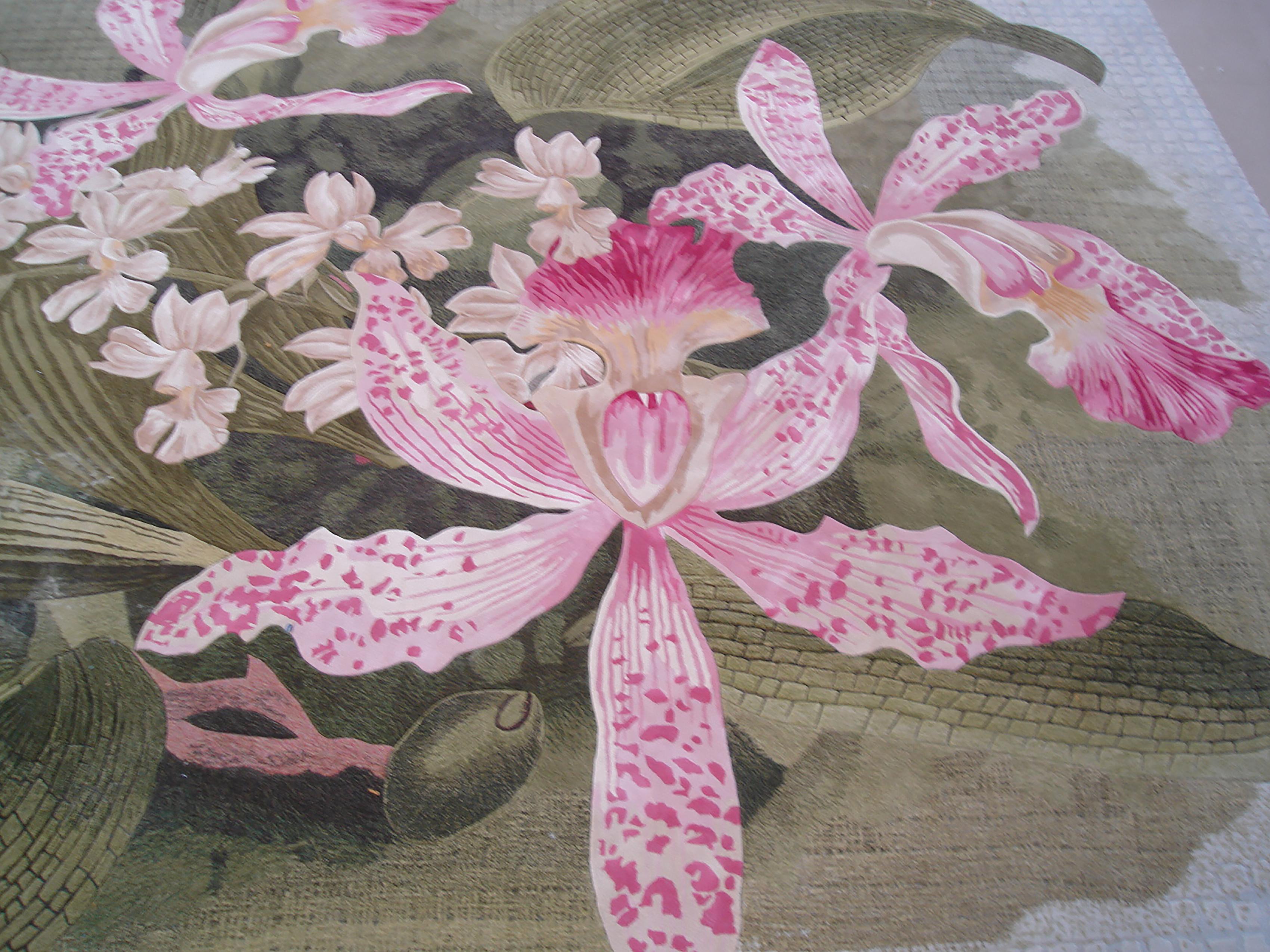 Modern Western European Contemporary Rug Tufted Wool Luxury Collection 'Orchids' For Sale