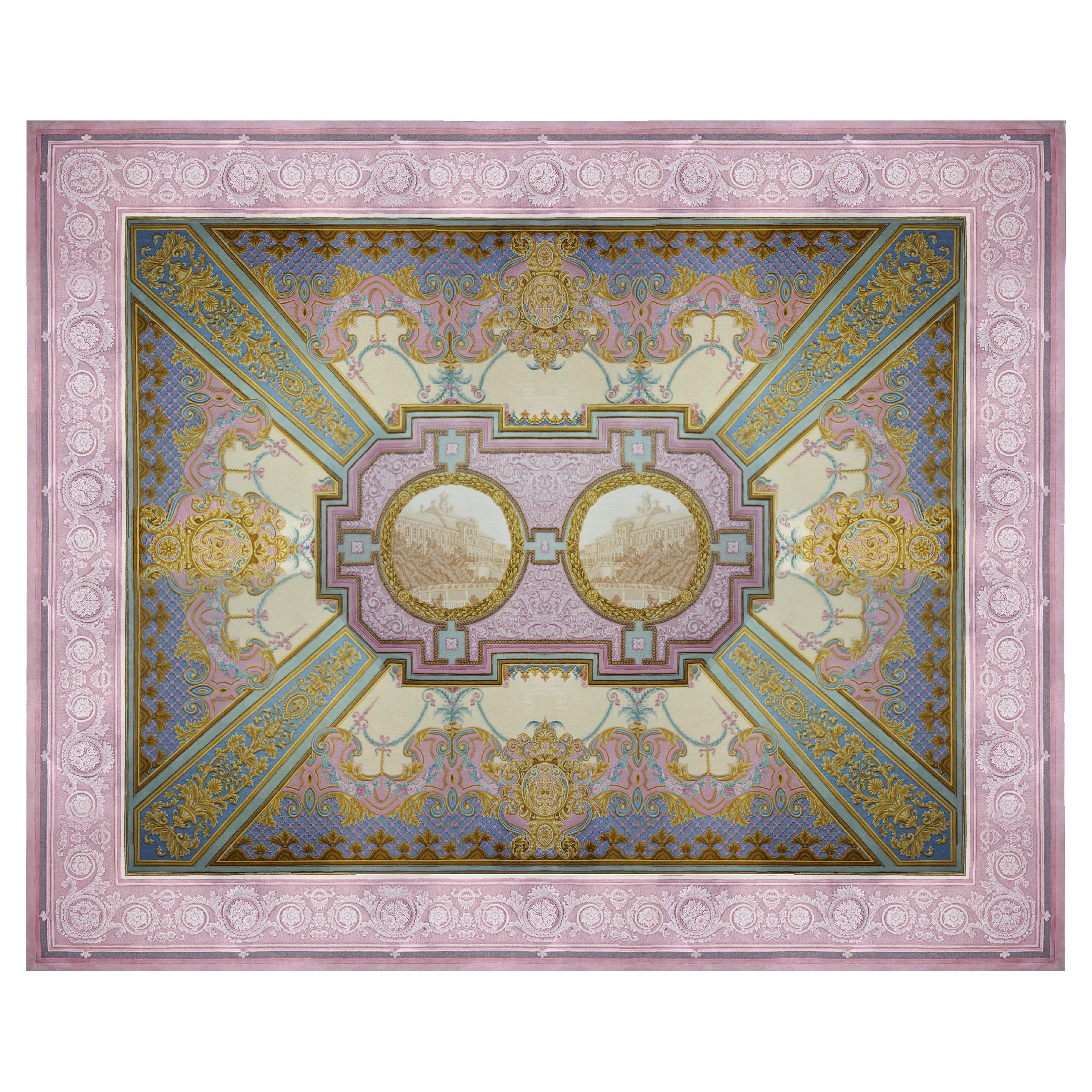 Western European Fine Wool Tufted Area Rug, Neoclassical