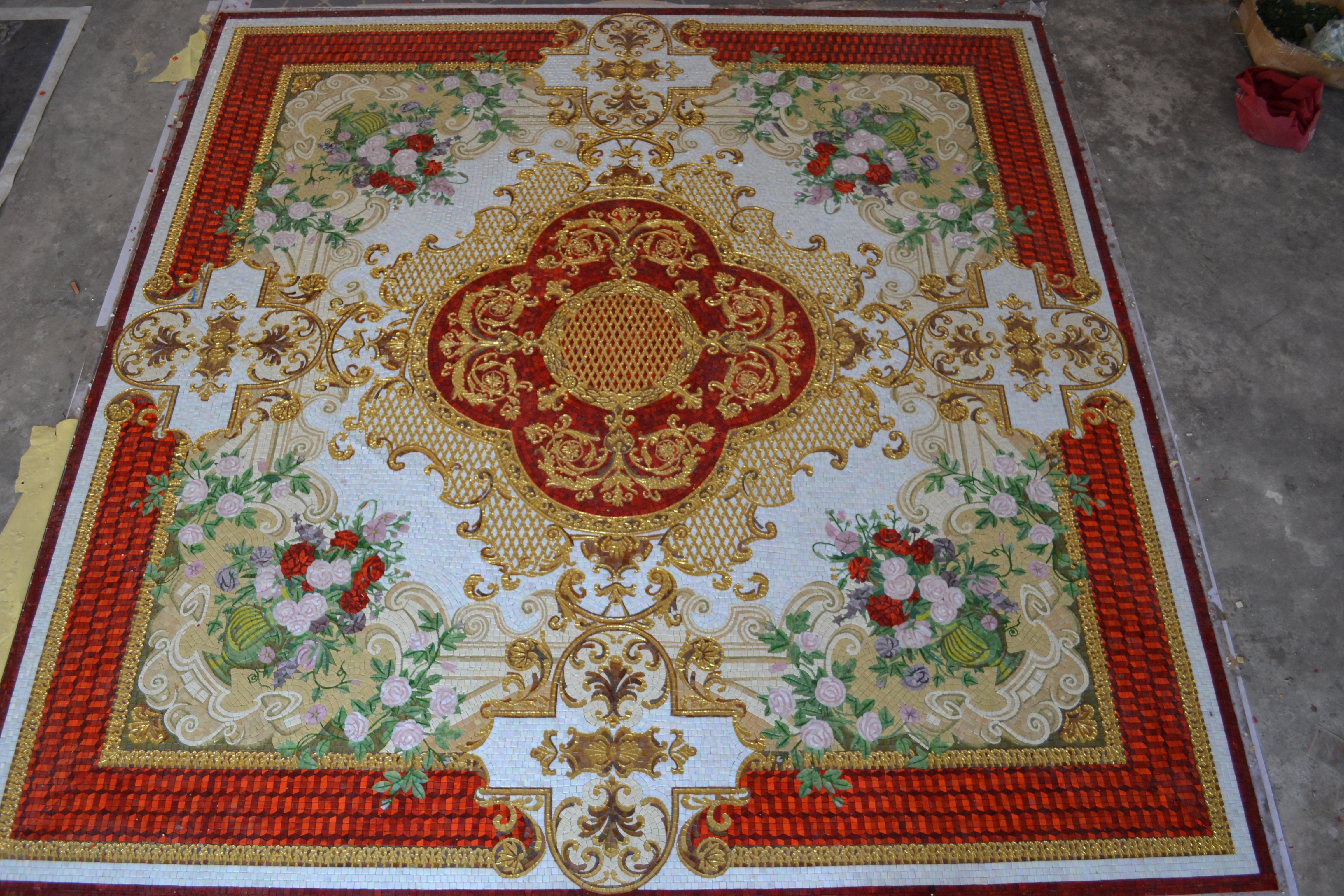 Mural Glass Mosaic in Flower Design, Neoclassical Style For Sale 4