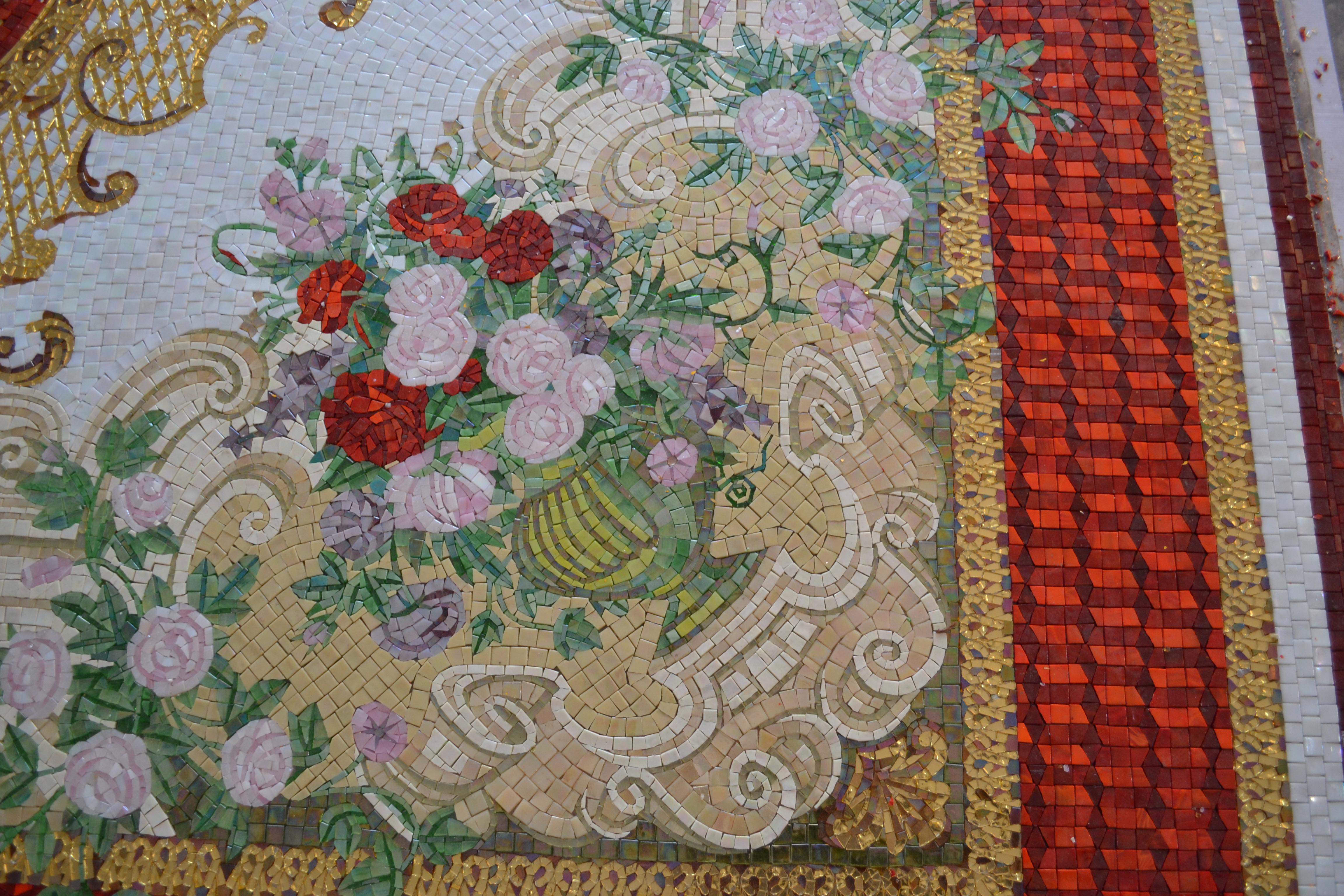 Mural Glass Mosaic in Flower Design, Neoclassical Style In New Condition For Sale In Hong Kong, HK
