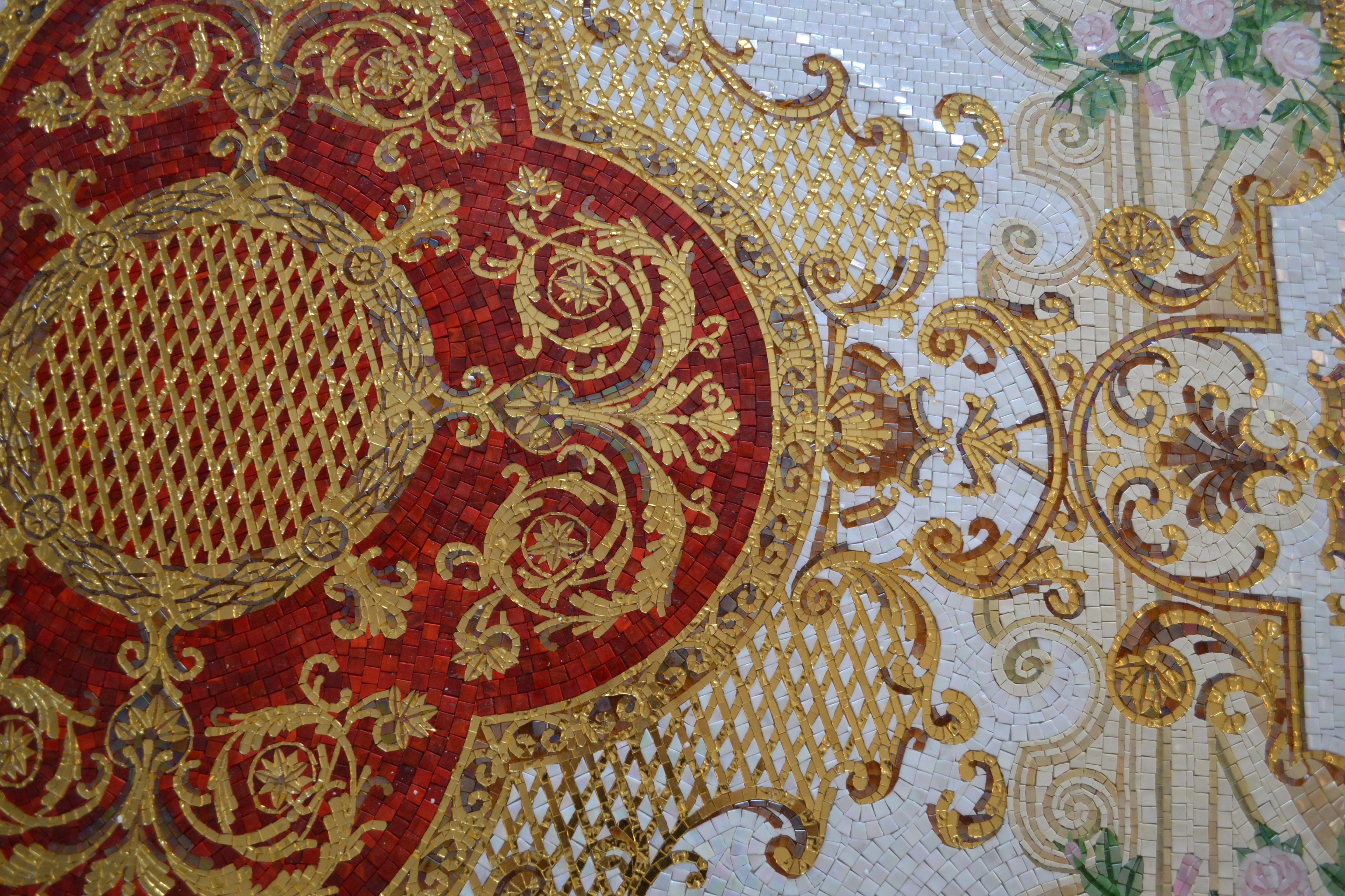 Mural Glass Mosaic in Flower Design, Neoclassical Style For Sale 2