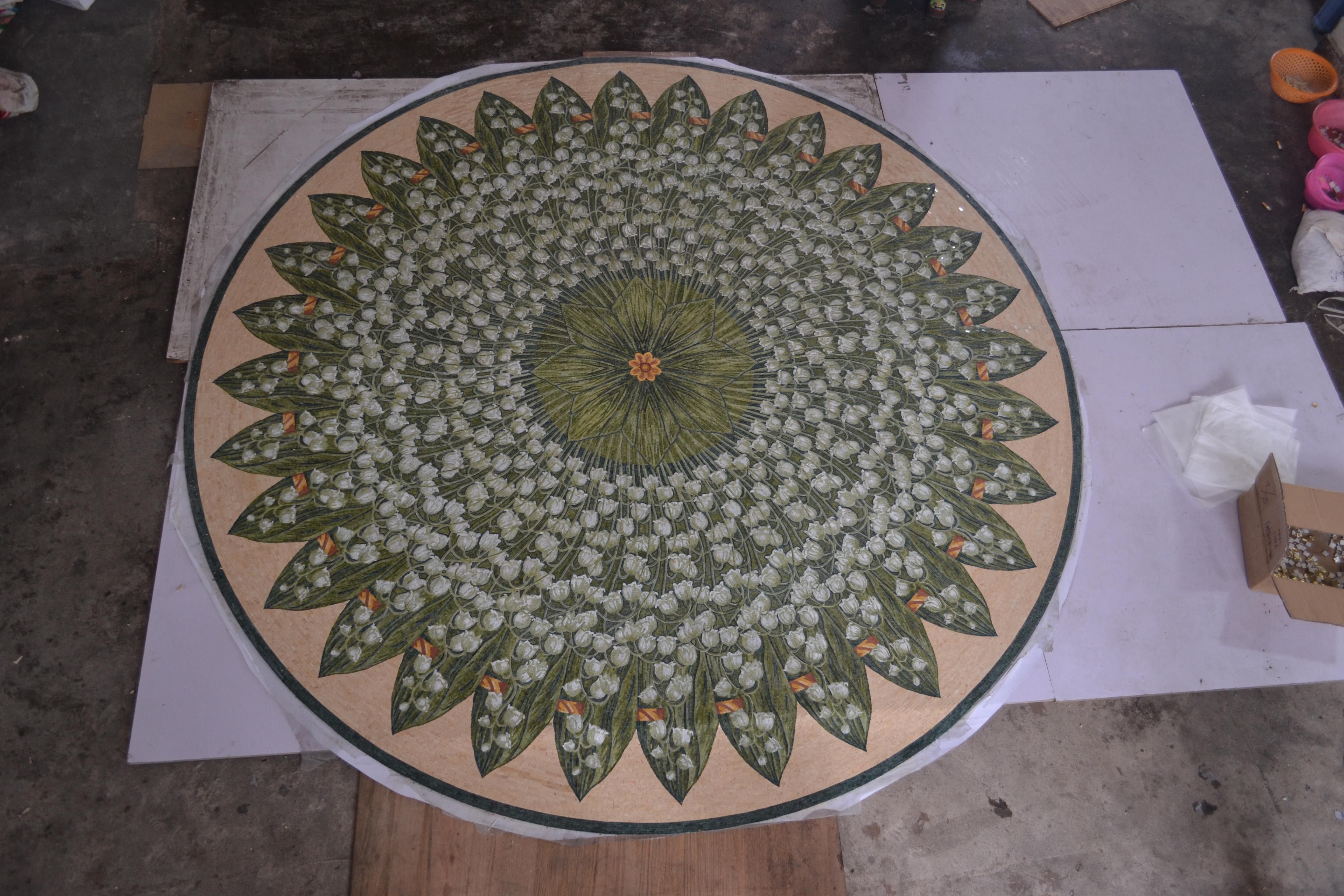 Mural Mosaico de Mármol para Decoración Interior y Exterior, Diseño de Flores en venta 2