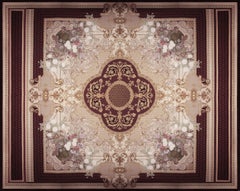 Alexander’s Collection Neoclassical Burgundy Rug with Flower Design