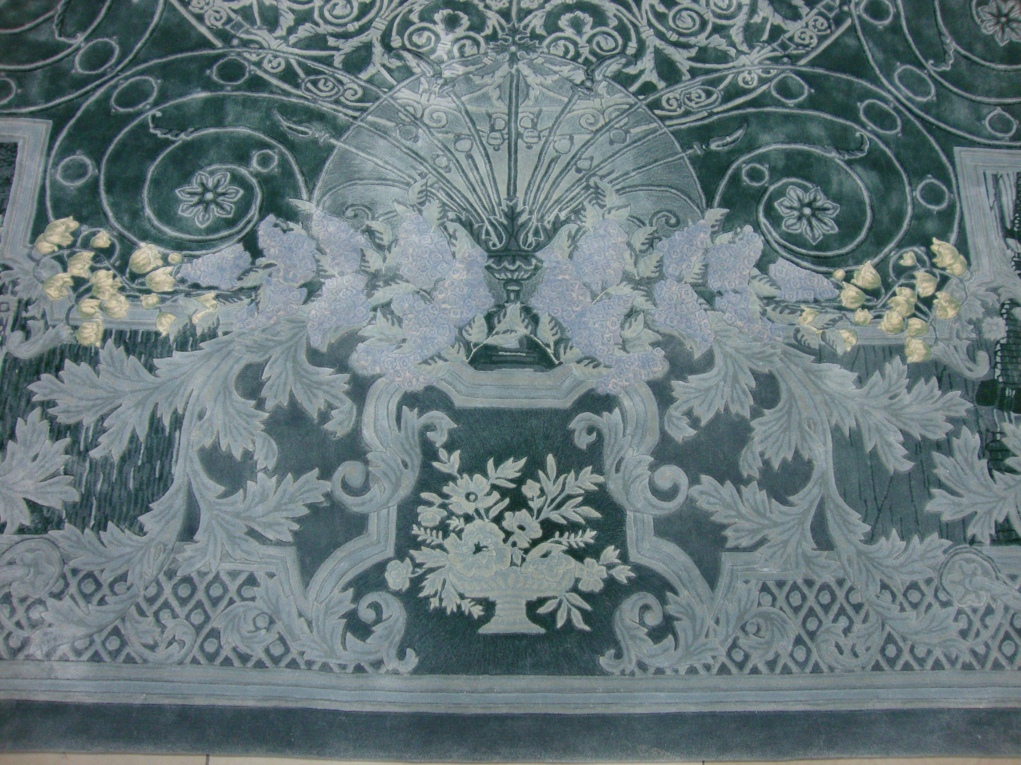 Contemporary Western European Fine Silk Tufted Area Rug Neoclassica For Sale