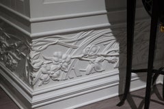 White Neoclassical 3D Wood Panels with Art Deco Floral Design