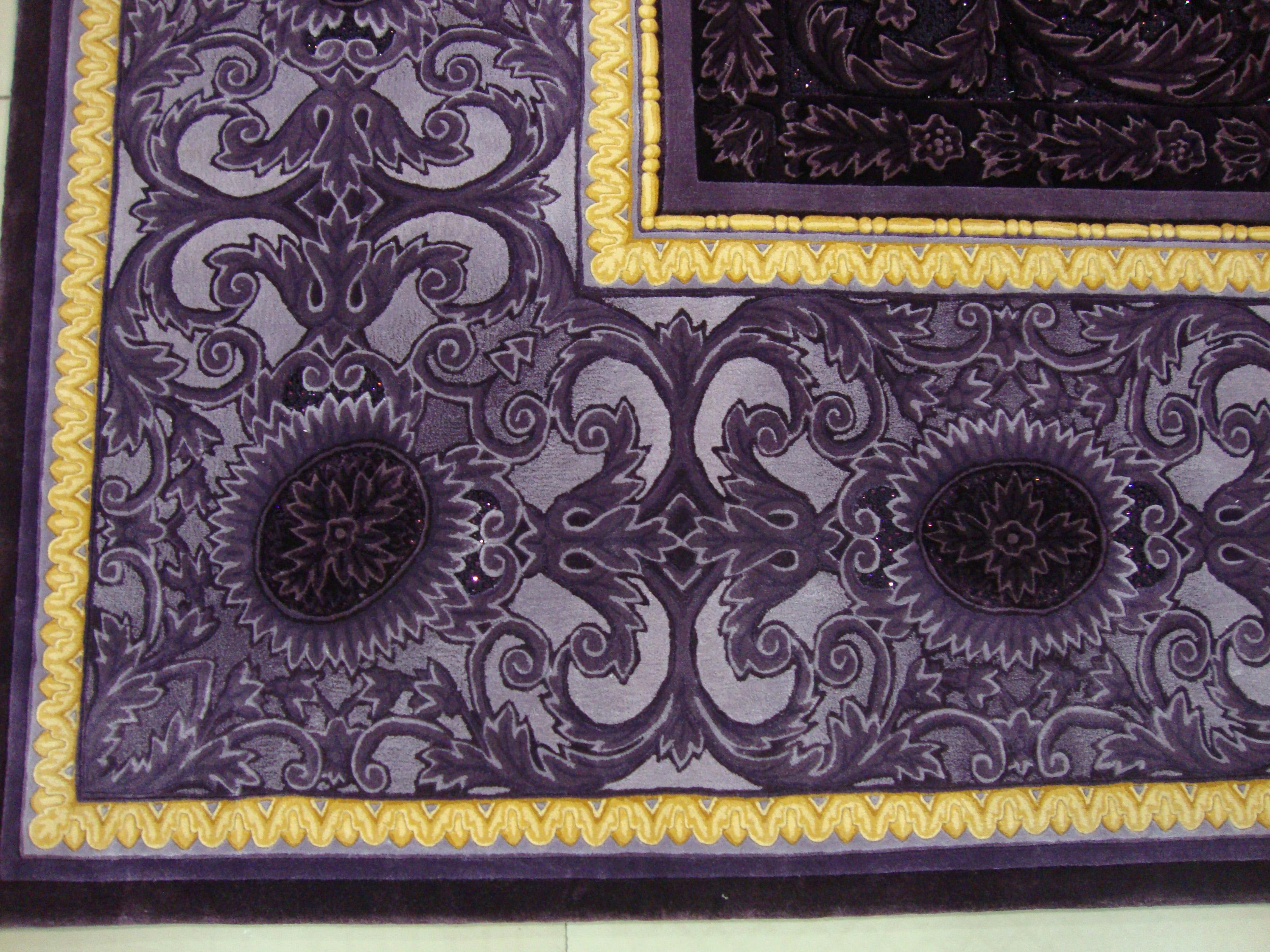 Western European Silk Tufted Area Rug Neoclassica For Sale 4