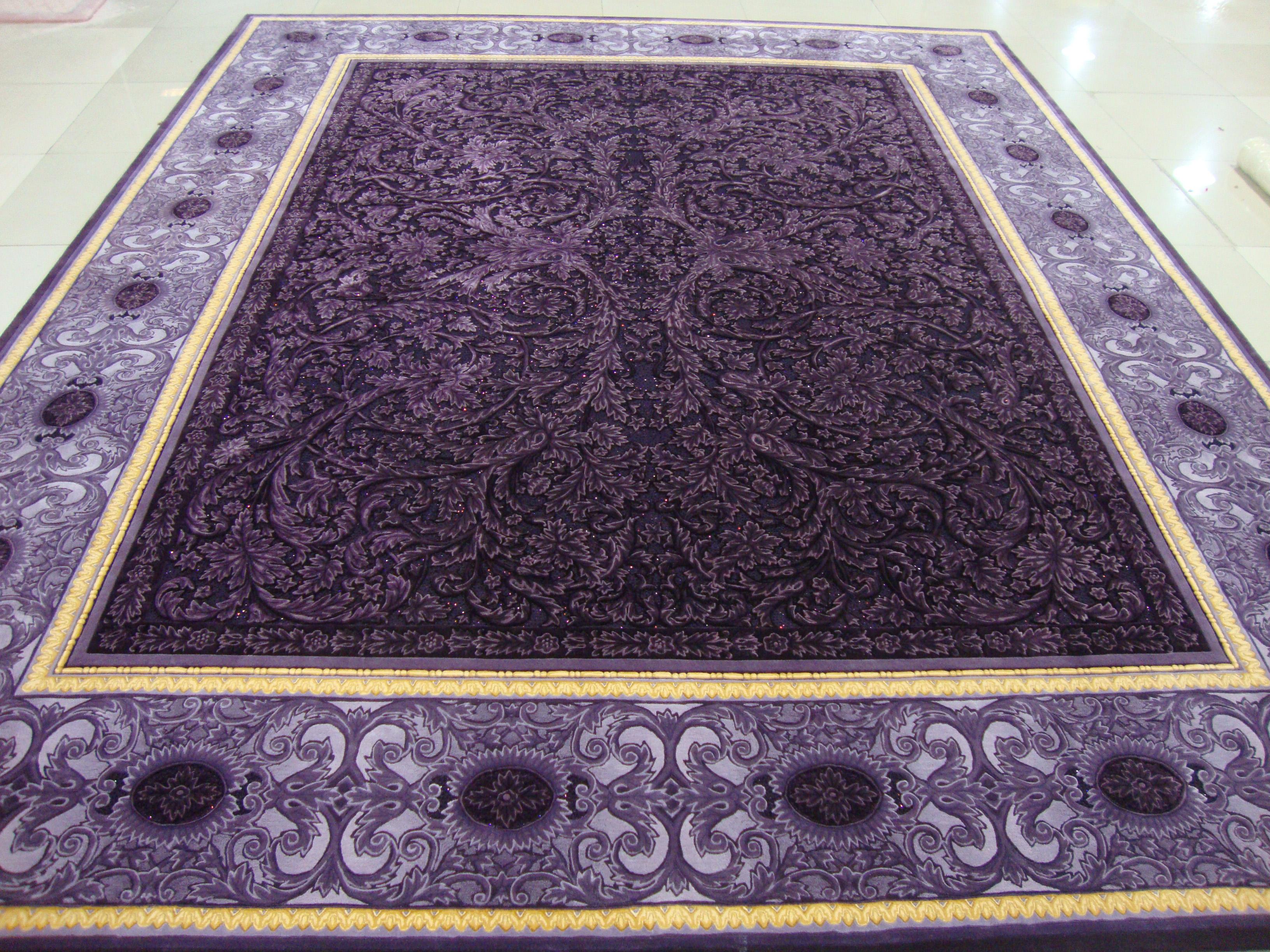 Neoclassical Revival Western European Silk Tufted Area Rug Neoclassica For Sale