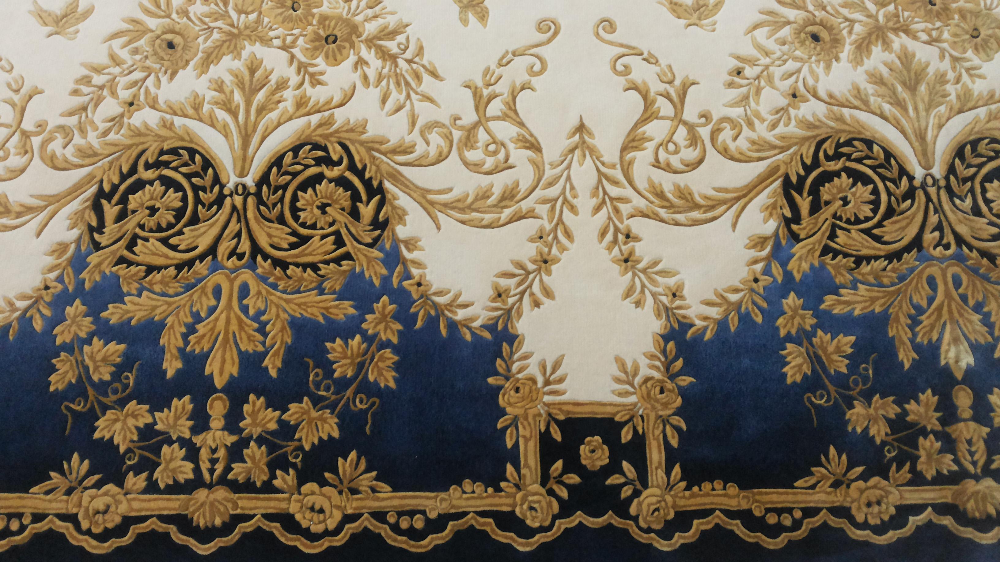 Neoclassical Revival Western European Wool Tufted Area Rug Custom Order For Sale