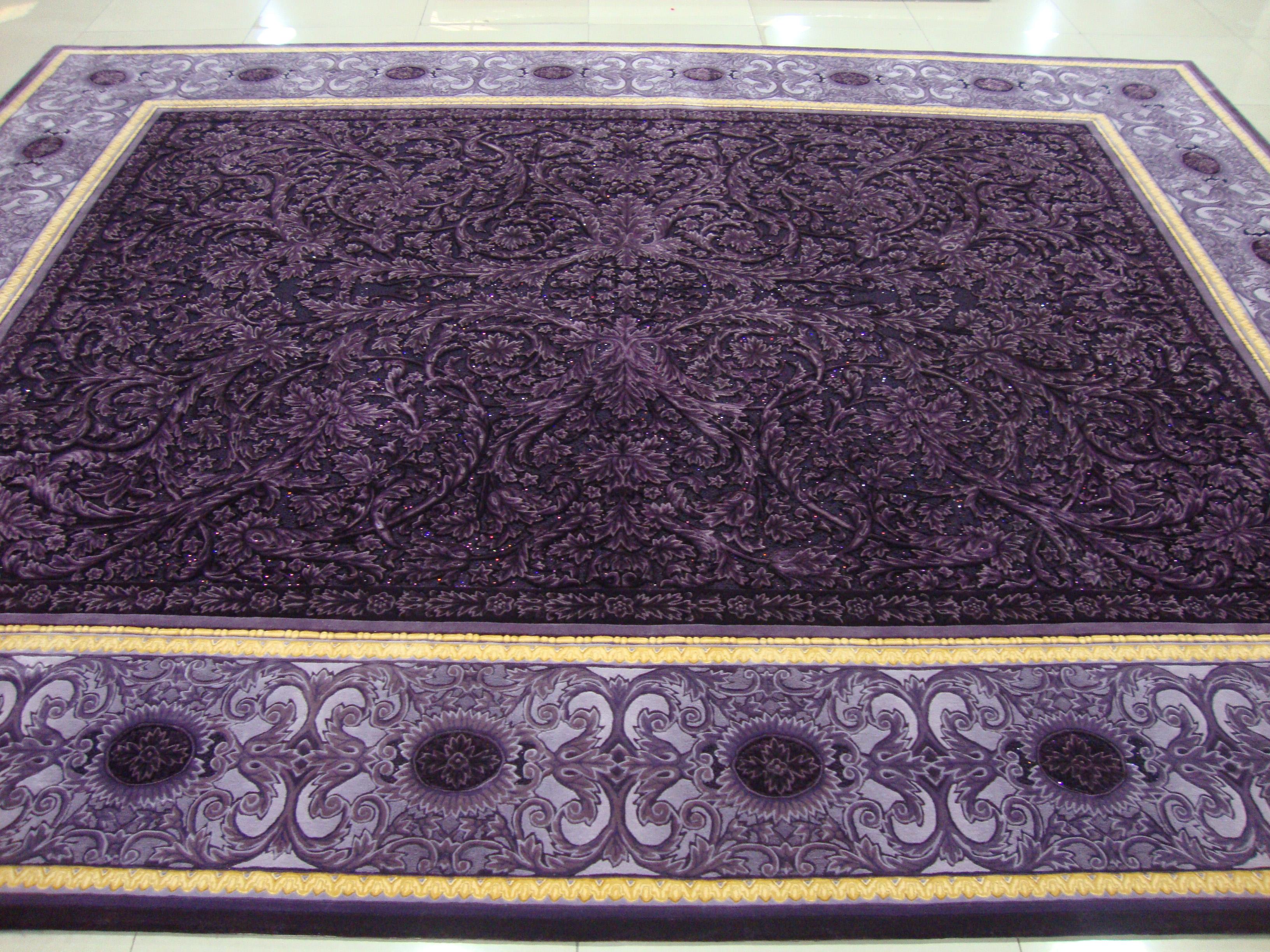 Chinese Western European Silk Tufted Area Rug Neoclassica For Sale