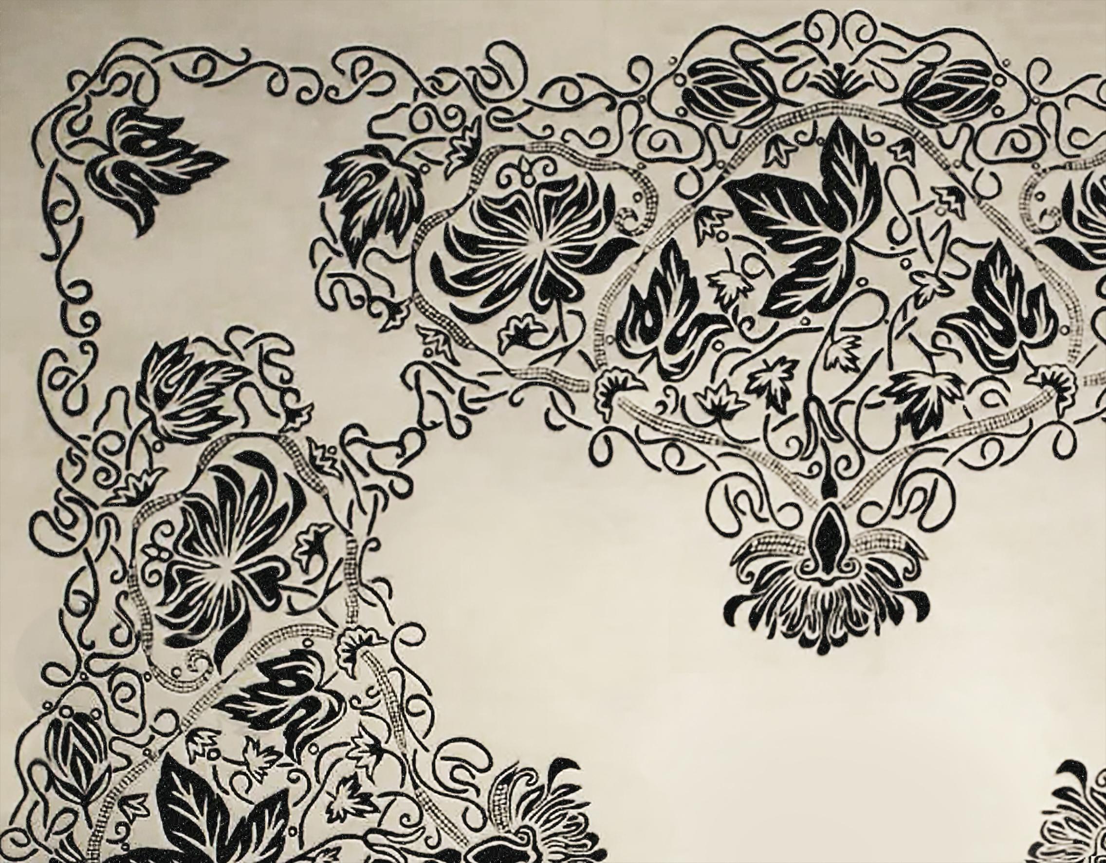 Alfombra de Seda Europea Occidental, Diseño Blanco y Negro, Pedido a Medida Chino en venta