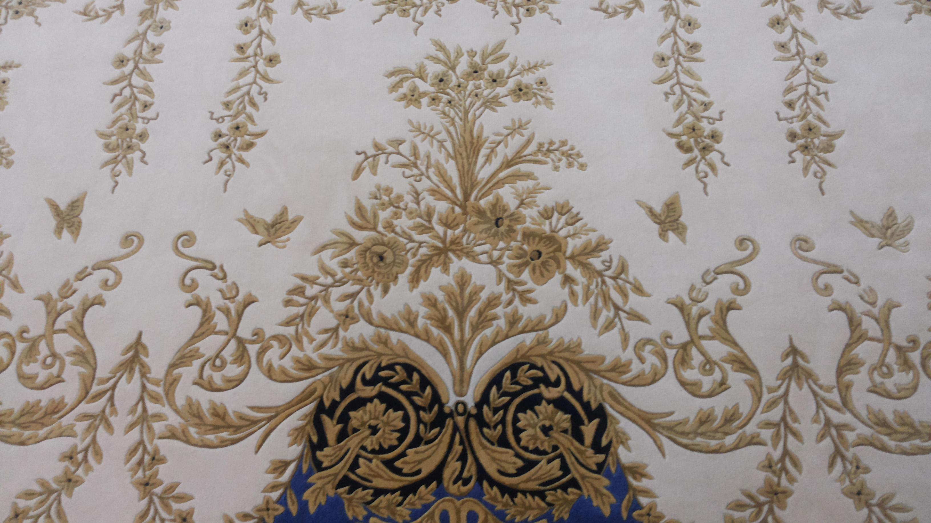 Hand-Carved Western European Wool Tufted Area Rug Custom Order For Sale