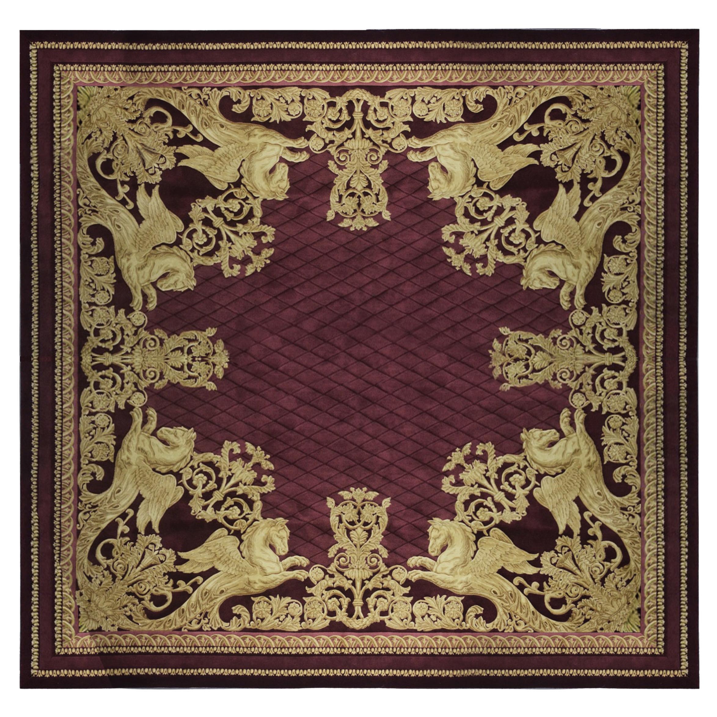 Western European Fine Wool Tufted Area Rug Neoclassica