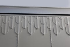 Solid Wood Panel in White Finishing with Carved Elements, Custom Made
