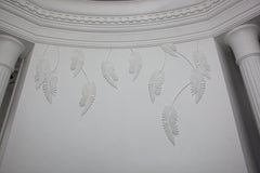 Solid Wood Panel in White Finishing with Carved Elements, Custom Made