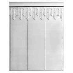 Solid Wood Panel in White Finishing with Carved Elements, Custom Made