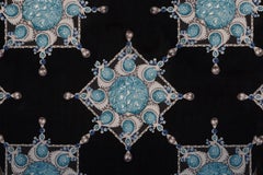Custom Silk Jewelry Rug "Touch of Cartier"  Luxury Teal & Sapphire Art Deco Car