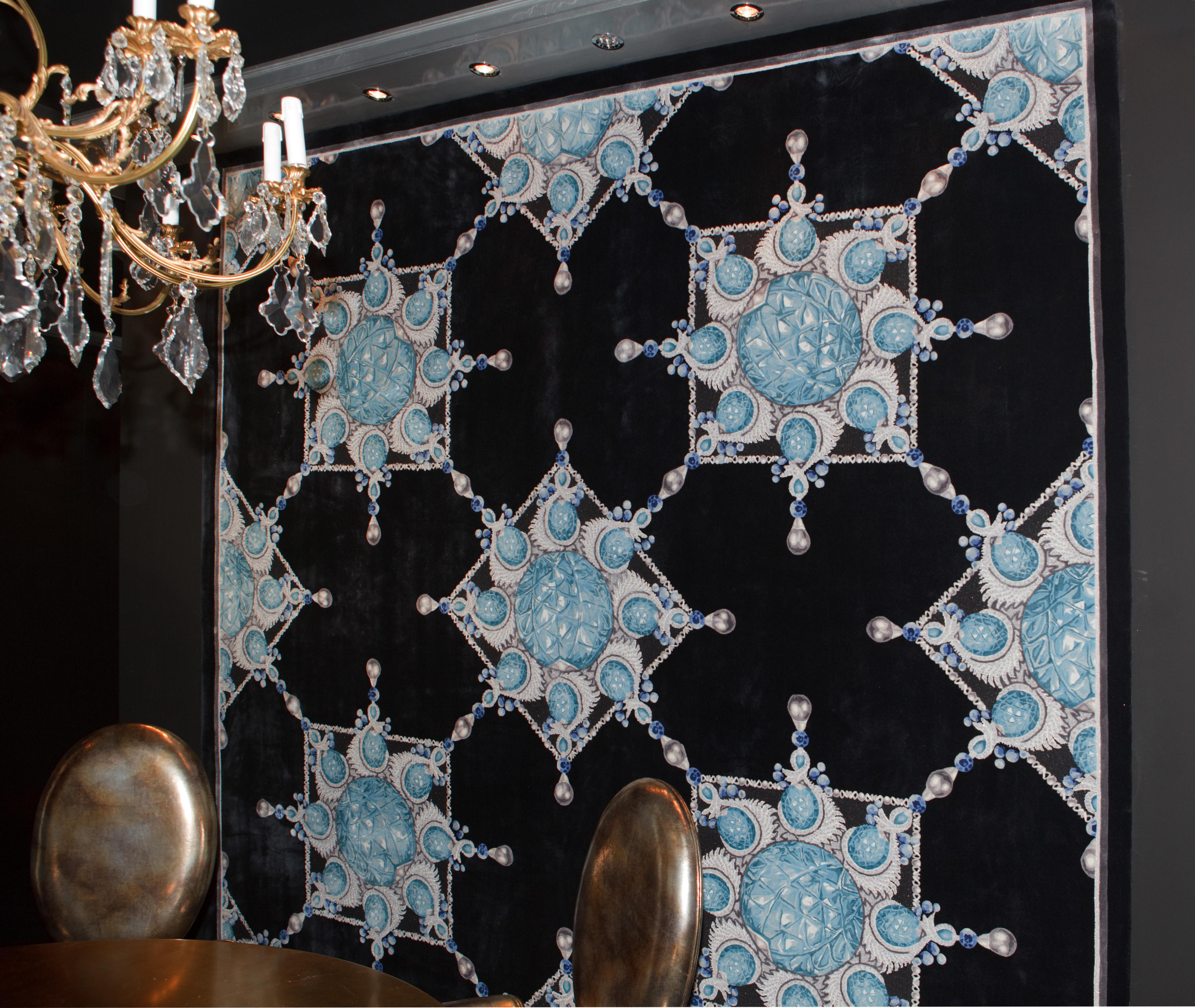 International Style Western European Wool and Silk Rug  
