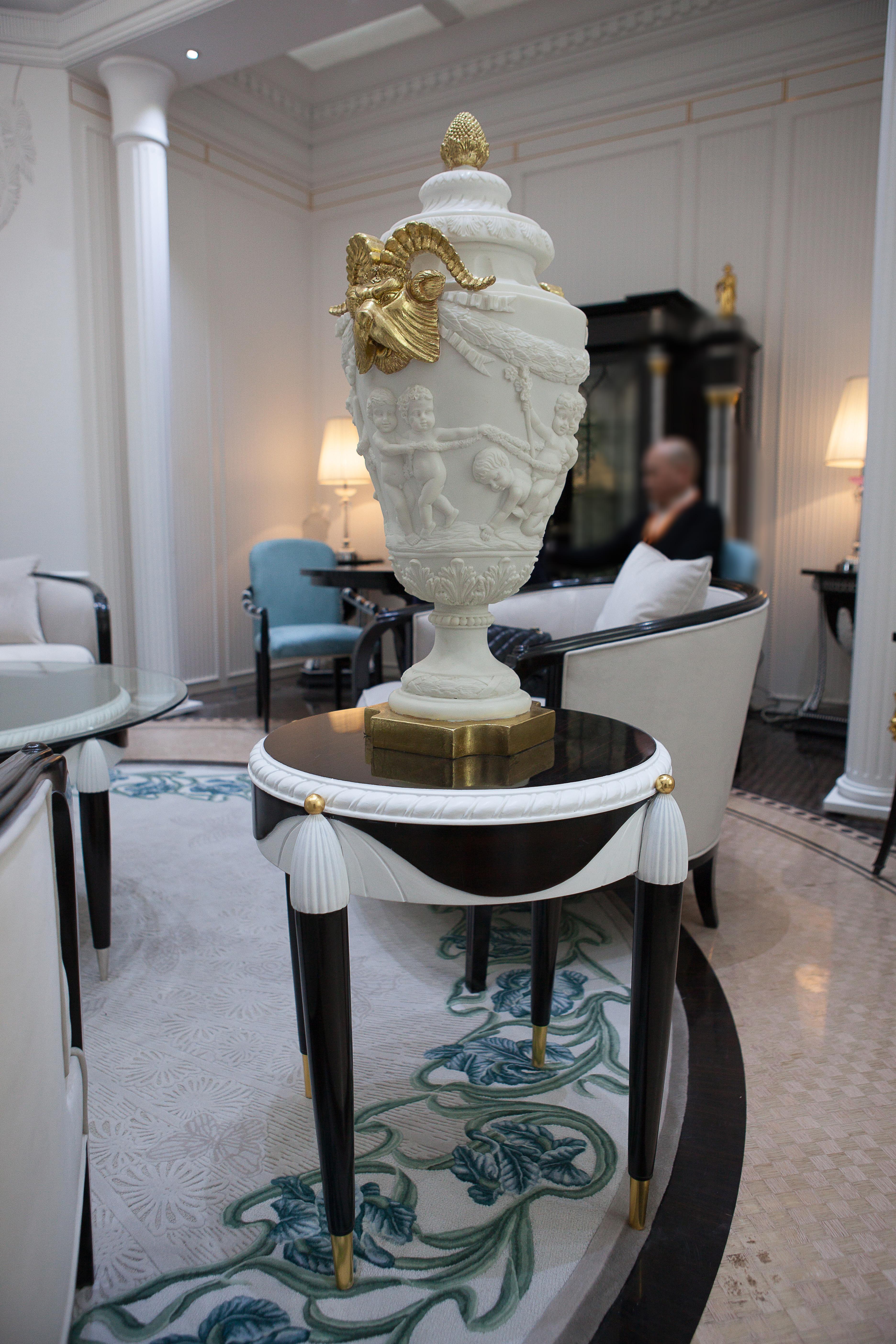 Introducing Alexander's Collection  White and Ebony Side Table is a part of a special limited edition collection 