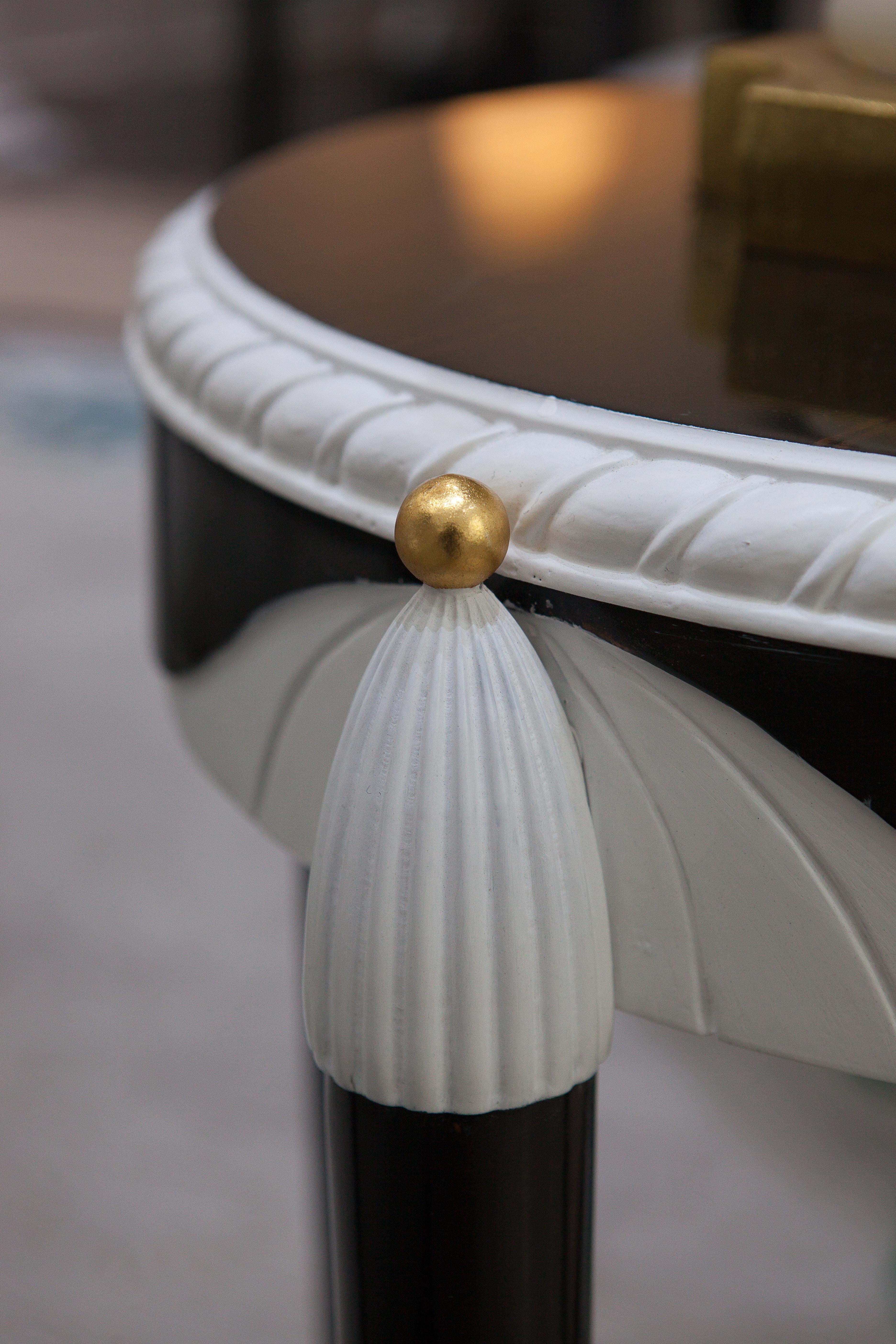 Contemporary Alexander's Collection  White and Ebony Side Table For Sale