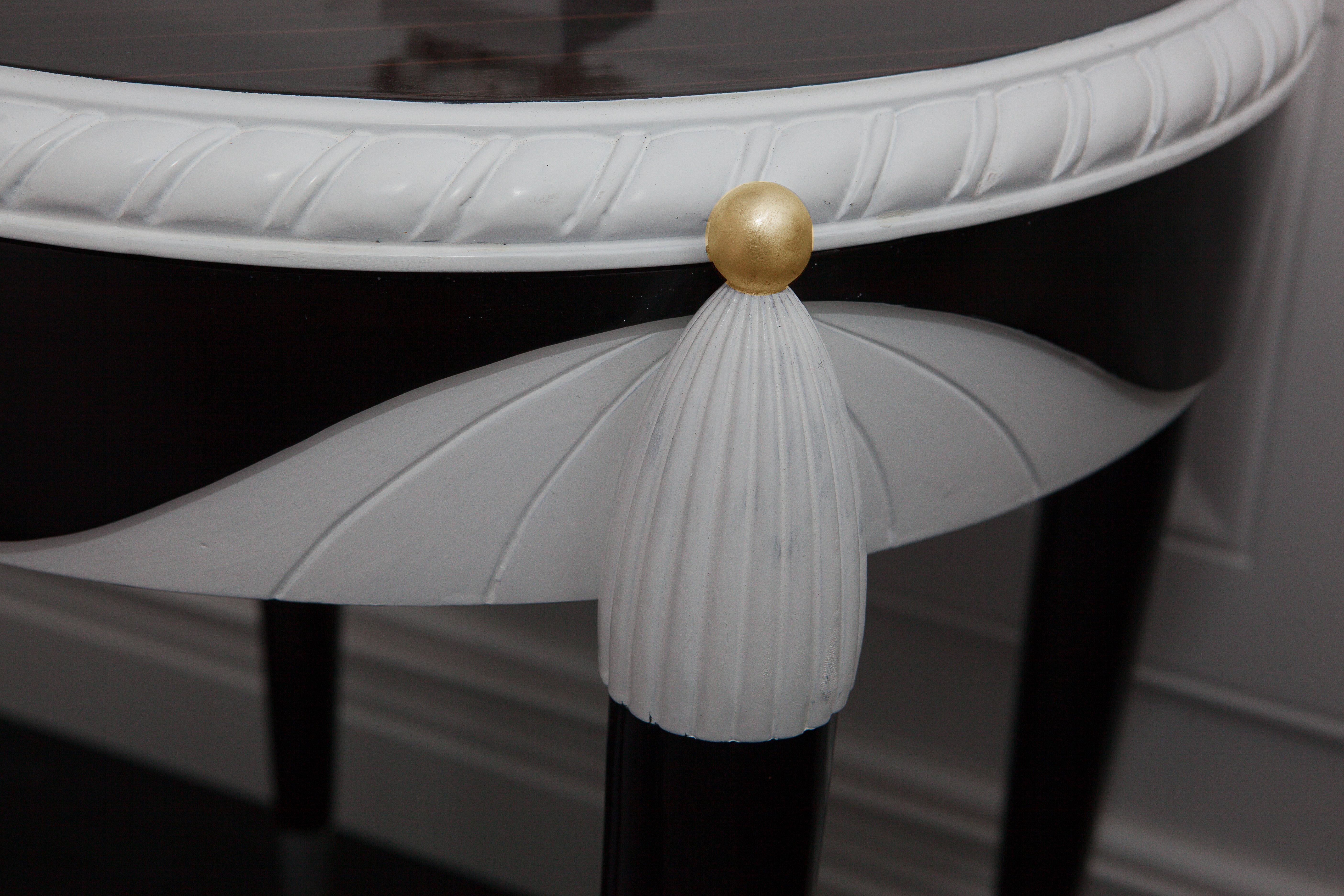 Alexander's Collection  White and Ebony Side Table For Sale 1