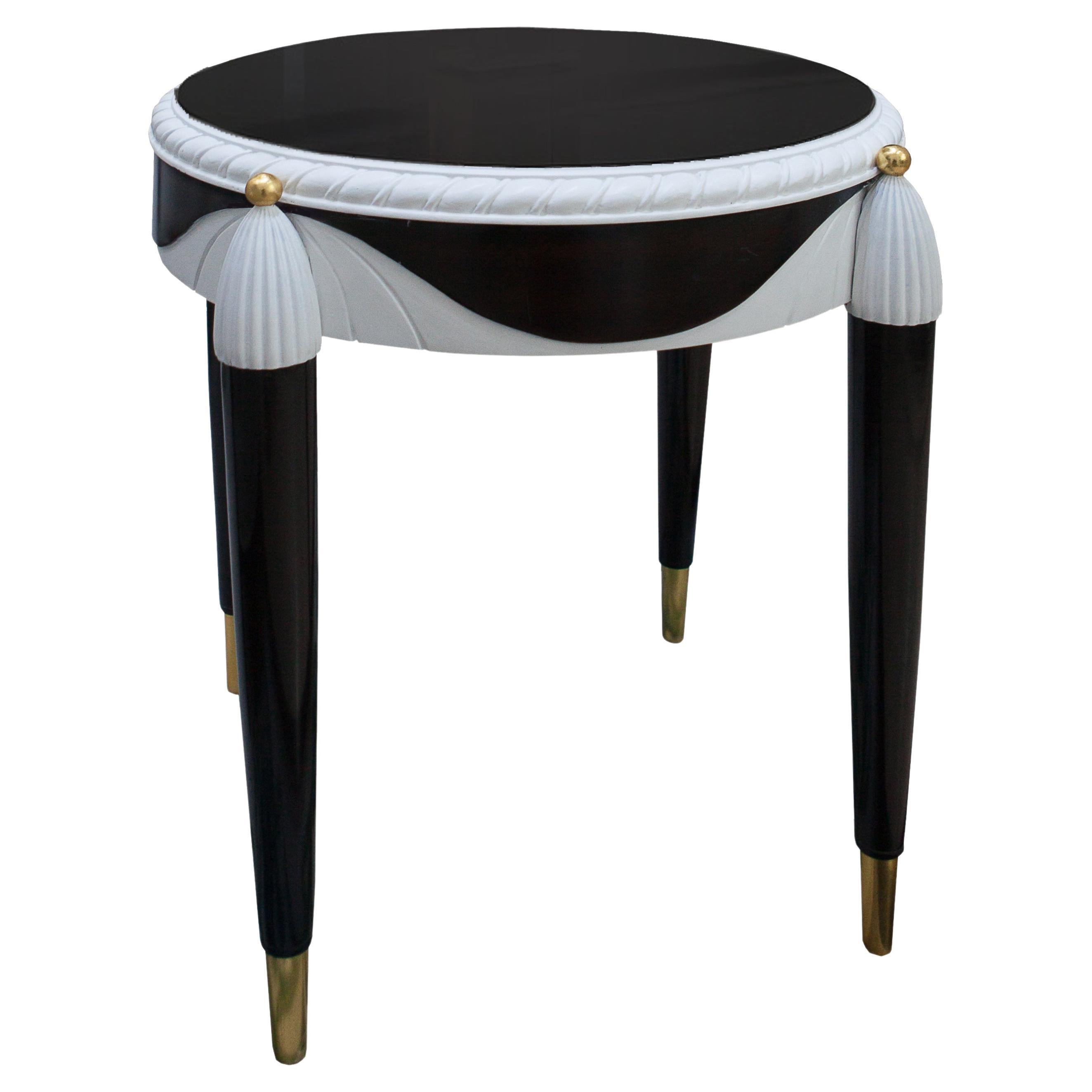 Alexander's Collection  White and Ebony Side Table For Sale
