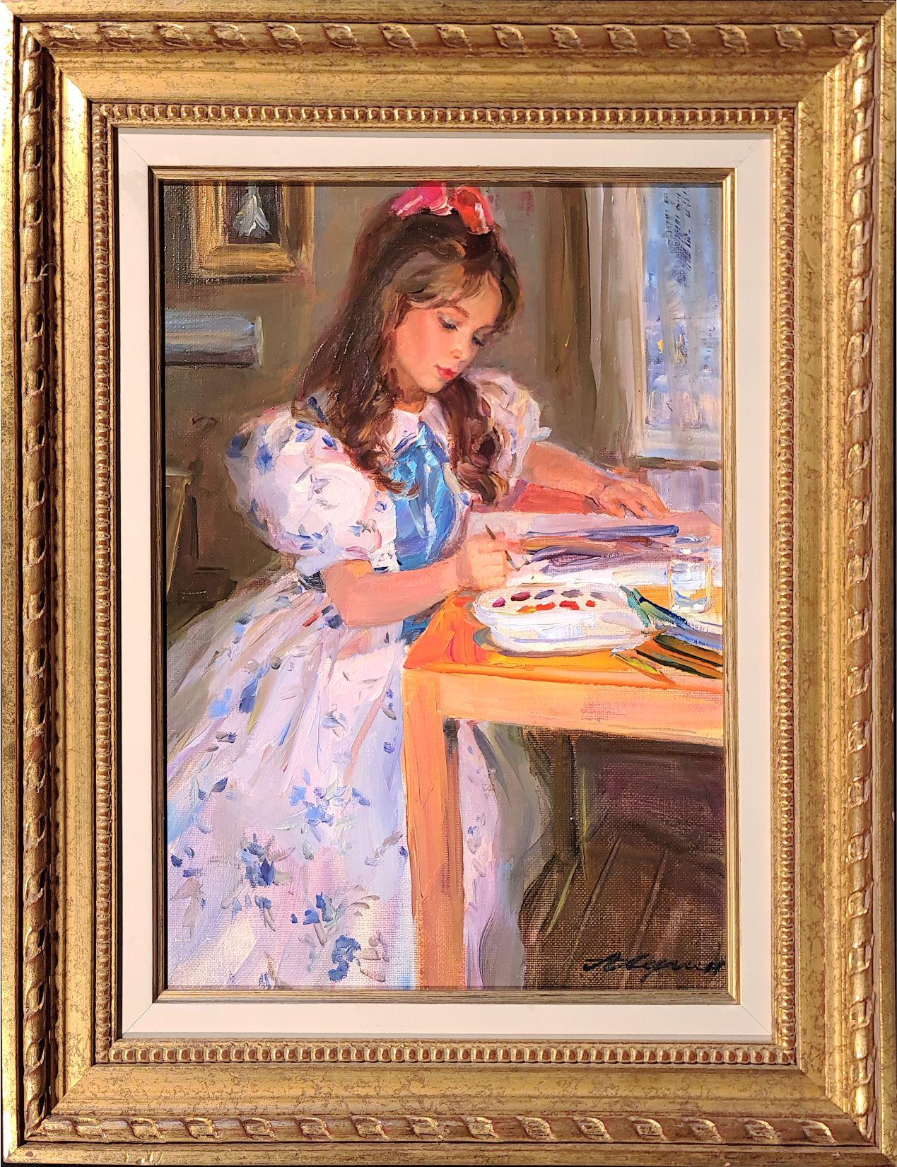 Alexandr Averin Portrait Painting - Experimenting with Colours