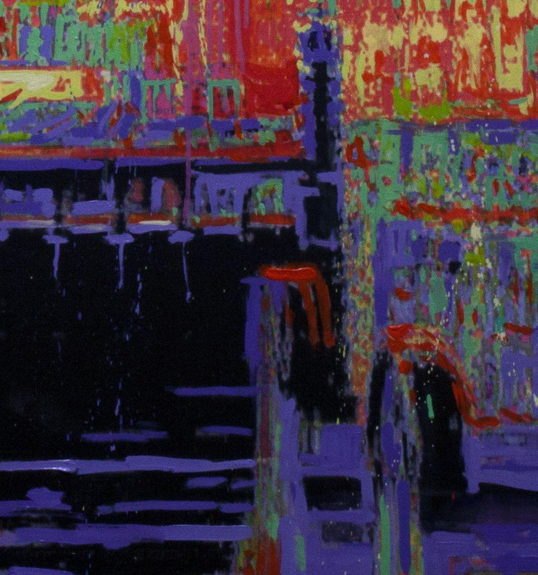 To the Synagogue straight from the autumn forest, Painting, Oil on Canvas For Sale 2