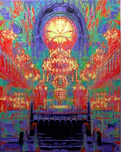 To the Synagogue straight from the autumn forest, Painting, Oil on Canvas