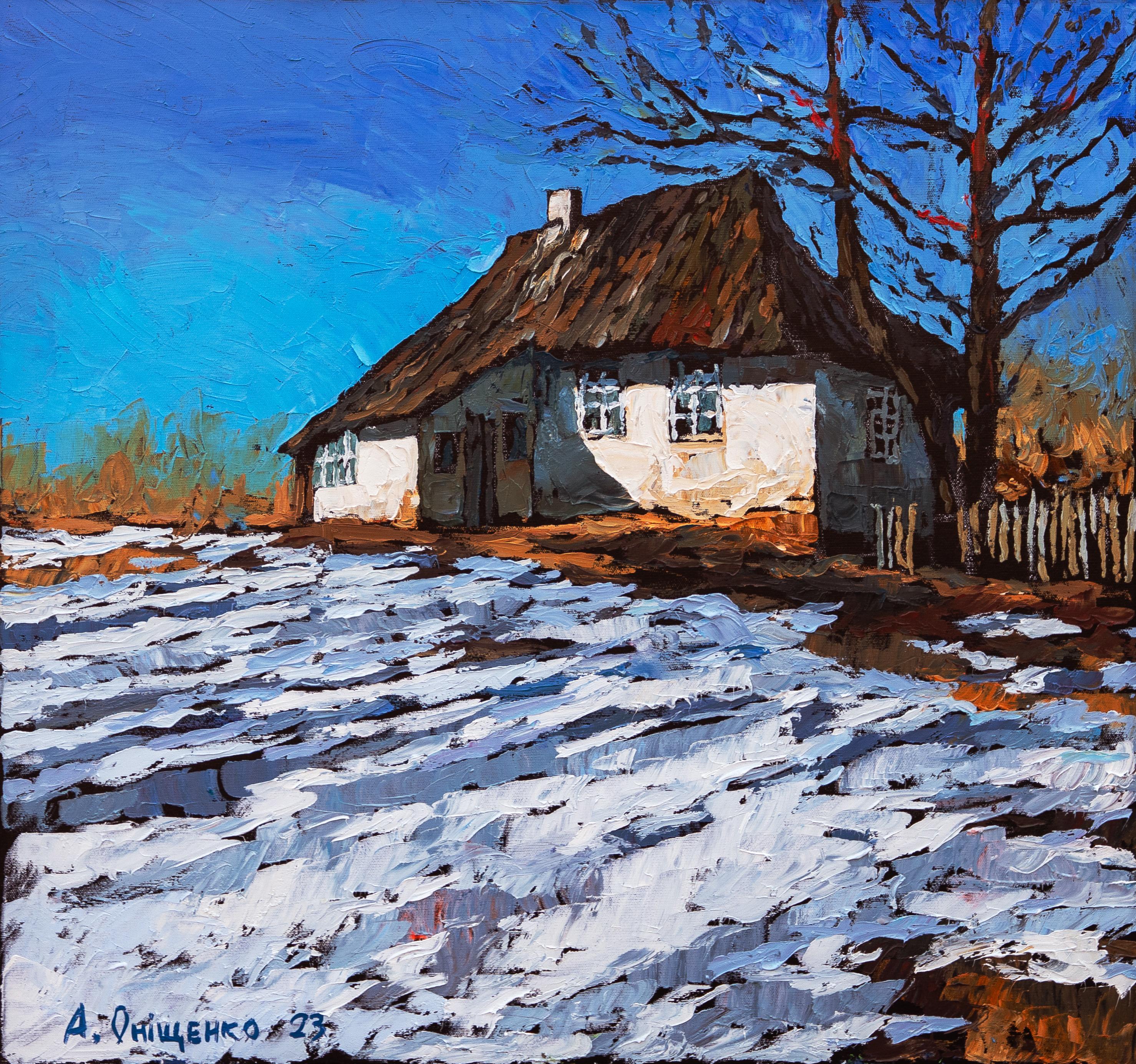 Solitude in the Snow - Impressionist Painting by Alexandr Onishenko