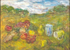 Picnic in the Vineyard Spring Contemporary French Impressionist Style Landscape