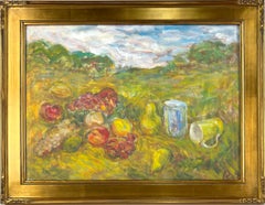Spring Picnic in the Vineyard Contemporary French Impressionist Style Landscape 