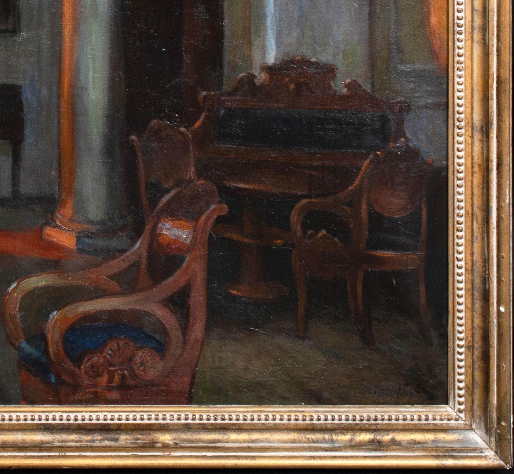 In der Dämmerung, datiert 1912

von Alexandr Wiktorowitsch Morawow (1878-1951) 

Große 1912 russische Impressionist nächtlichen Interieur 