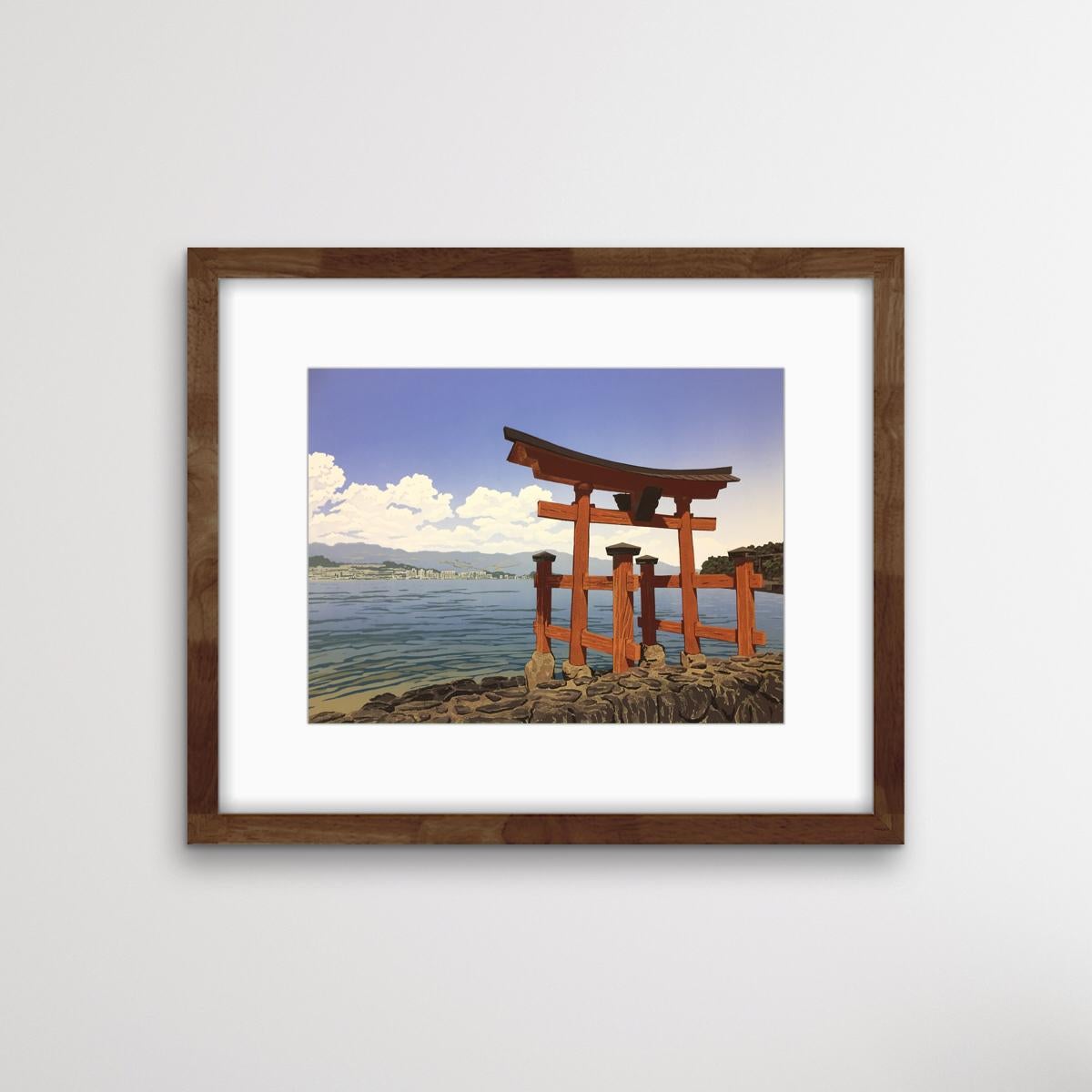Torii Sea View by Alexandra Buckle, Limited edition Lino cut print - Contemporary Print by Alexandra Buckle 