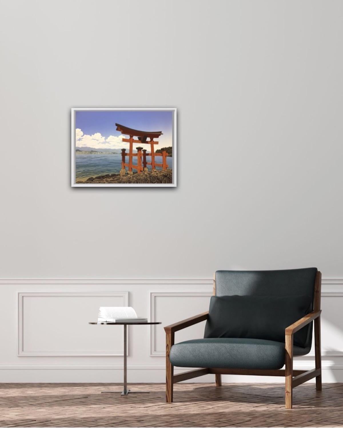 Torii Sea View by Alexandra Buckle, Limited edition Lino cut print For Sale 1