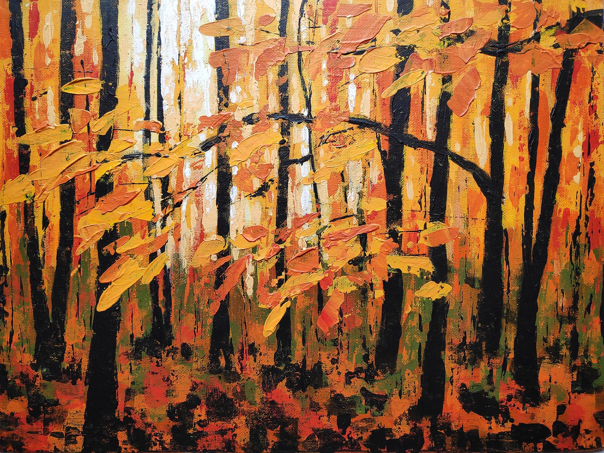 Autumn Woodland Sight - Impressionist Painting by Alexandra Buckle